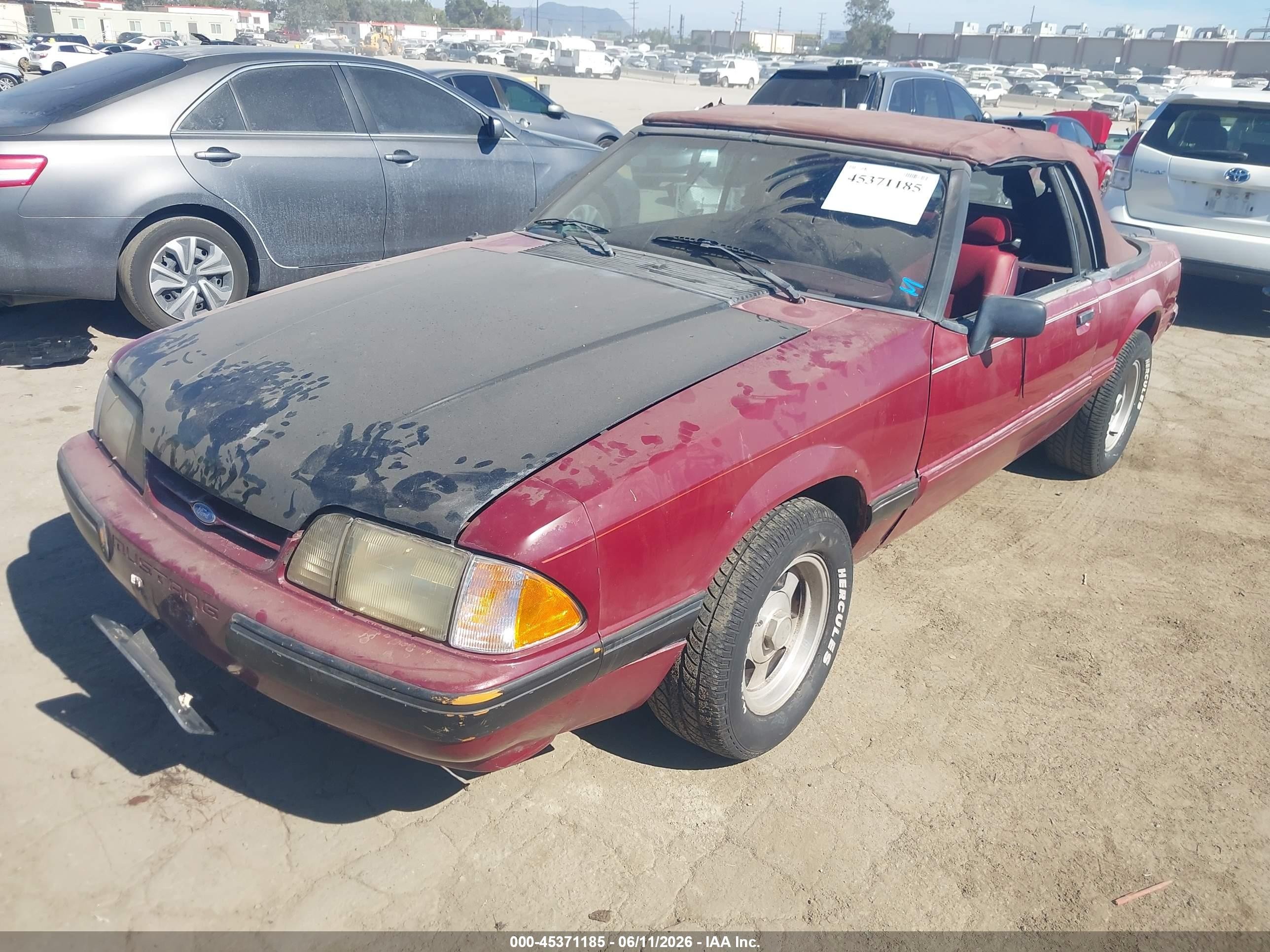 1993 Ford Mustang Lx Бордовый vin: 1FACP44M6PF150124