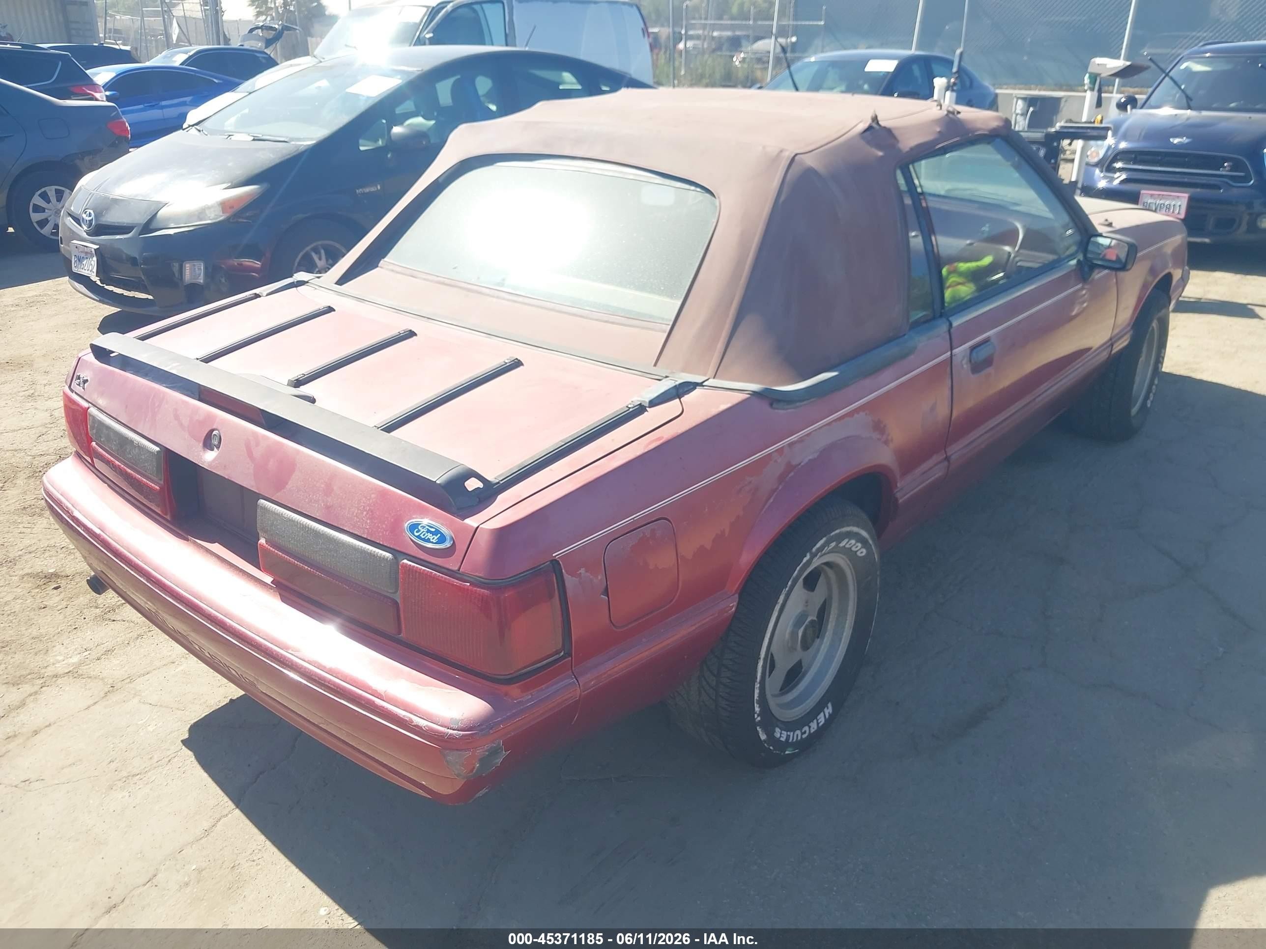 1993 Ford Mustang Lx Бордовый vin: 1FACP44M6PF150124