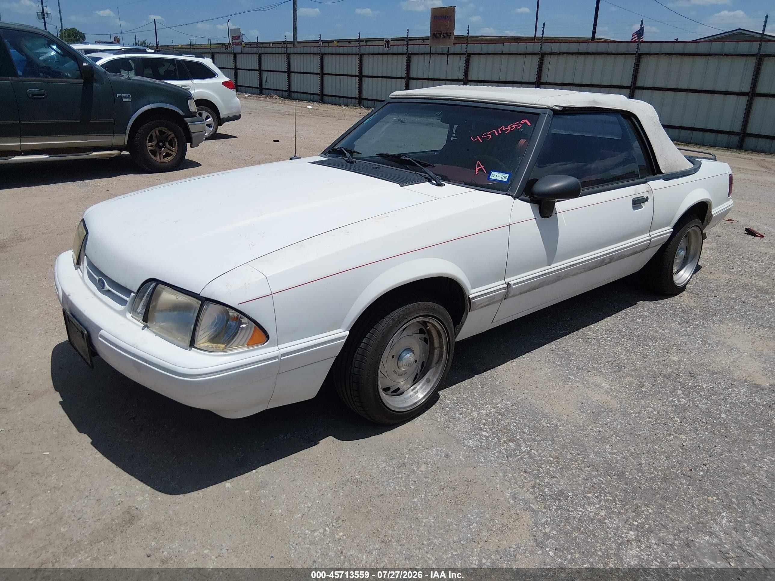 1993 Ford Mustang Lx White vin: 1FACP44M8PF137956