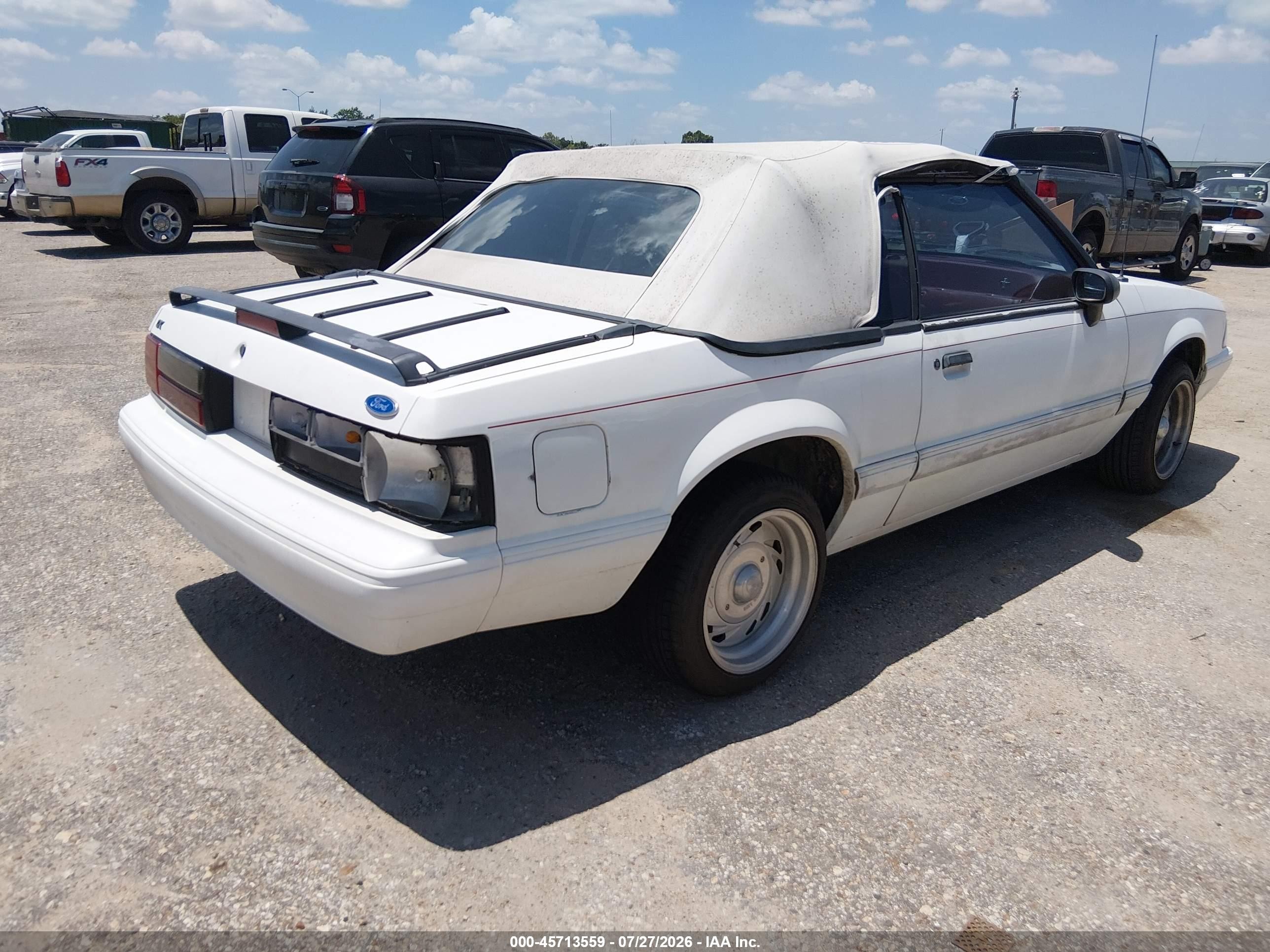1993 Ford Mustang Lx White vin: 1FACP44M8PF137956