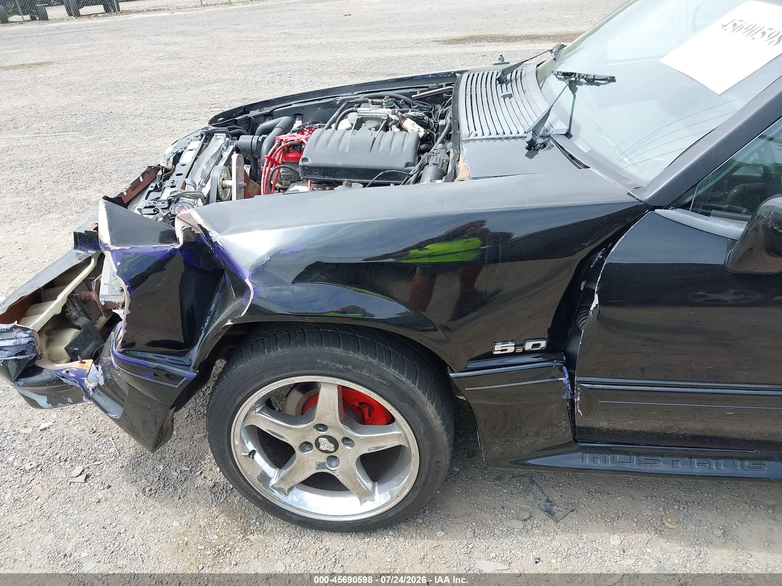 1990 Ford Mustang Gt/cobra Gt Black vin: 1FACP45E6LF173548