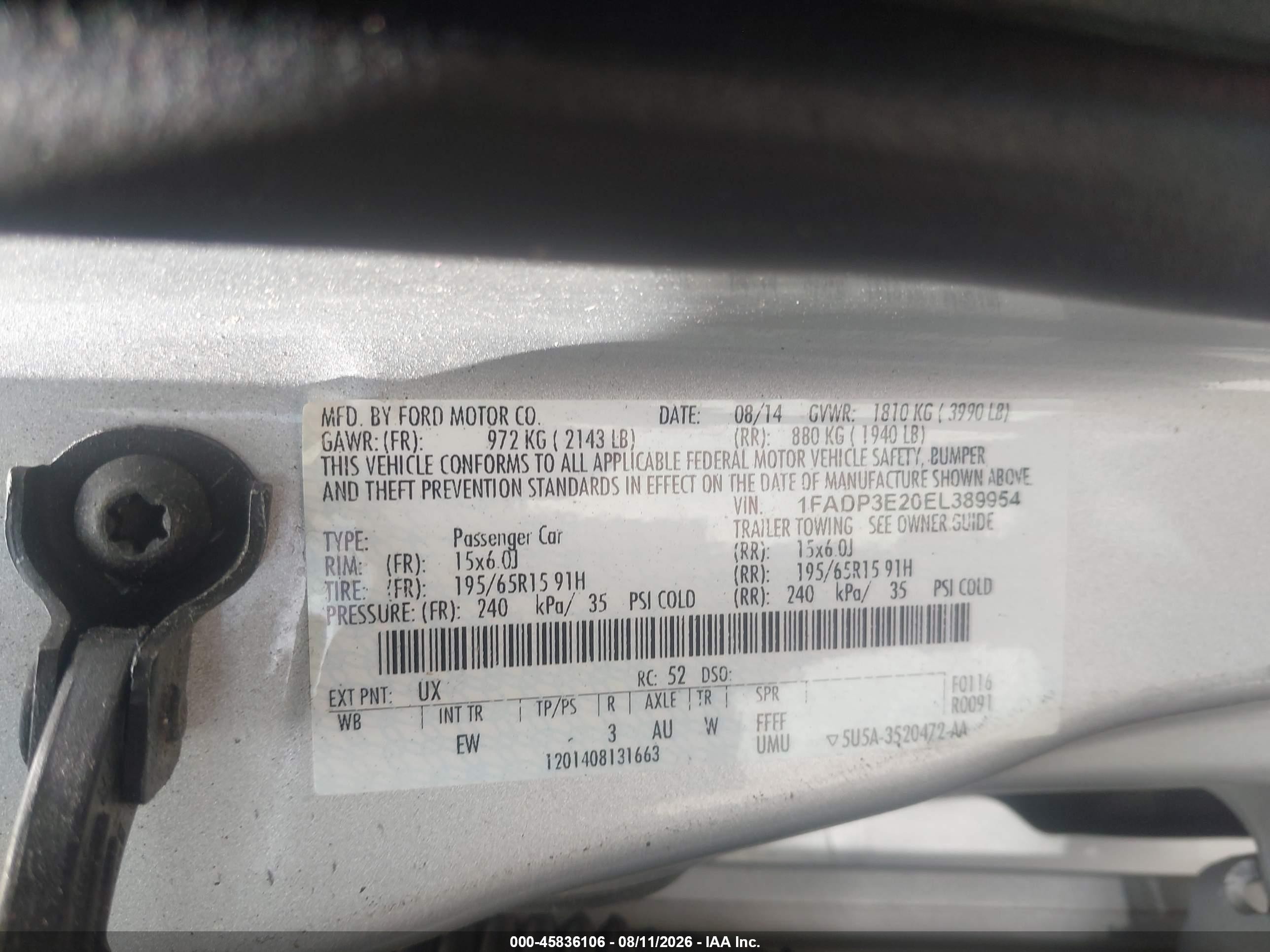 2014 Ford Focus S Silver vin: 1FADP3E20EL389954
