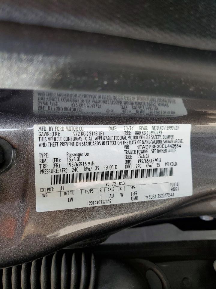 2014 Ford Focus S Gray vin: 1FADP3E20EL442684