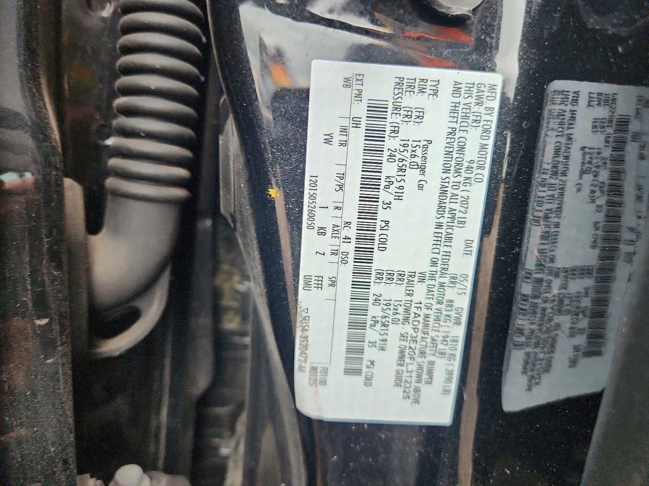 2015 Ford Focus Black vin: 1FADP3E20FL312325