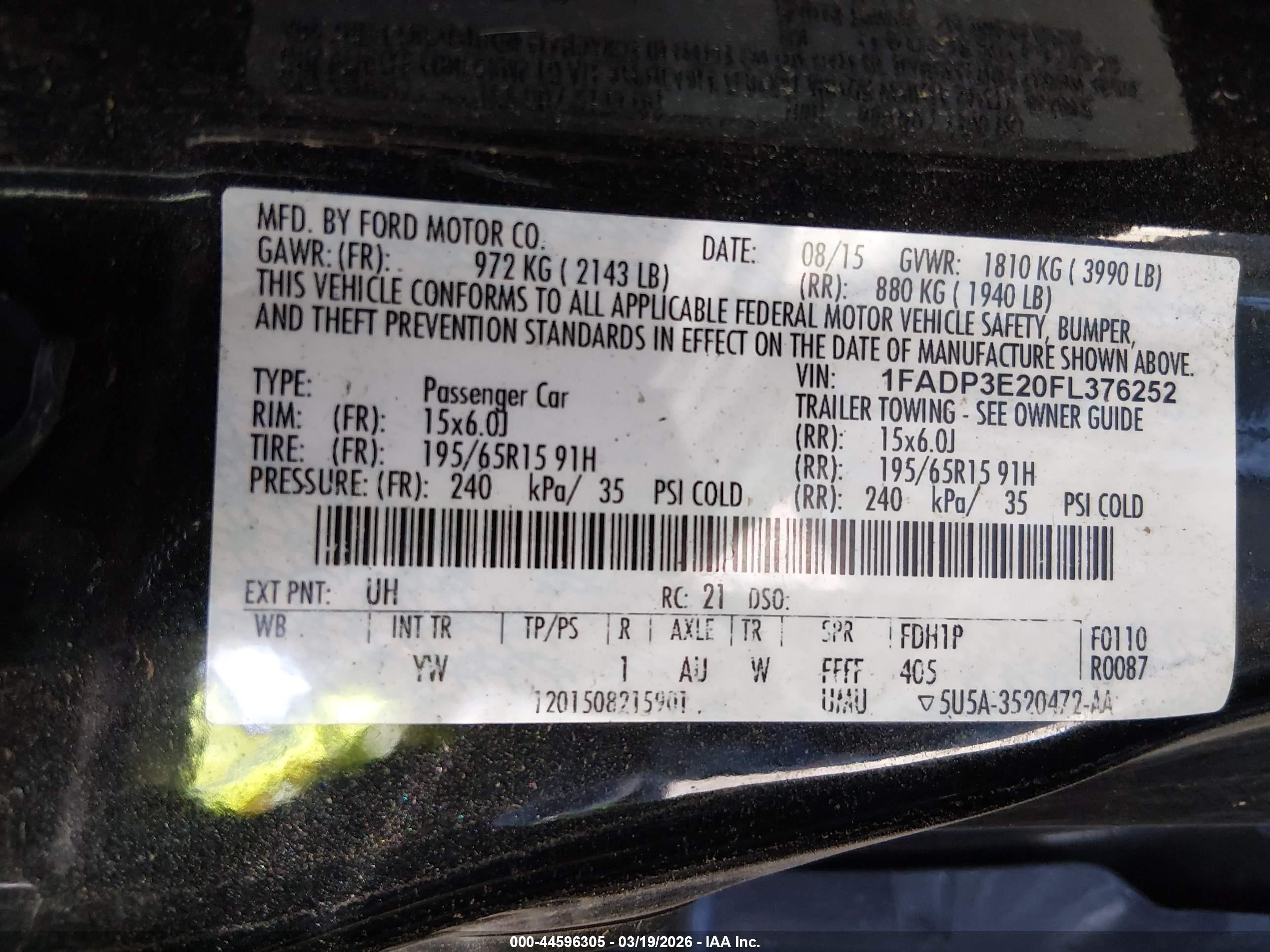 2015 Ford Focus S Black vin: 1FADP3E20FL376252