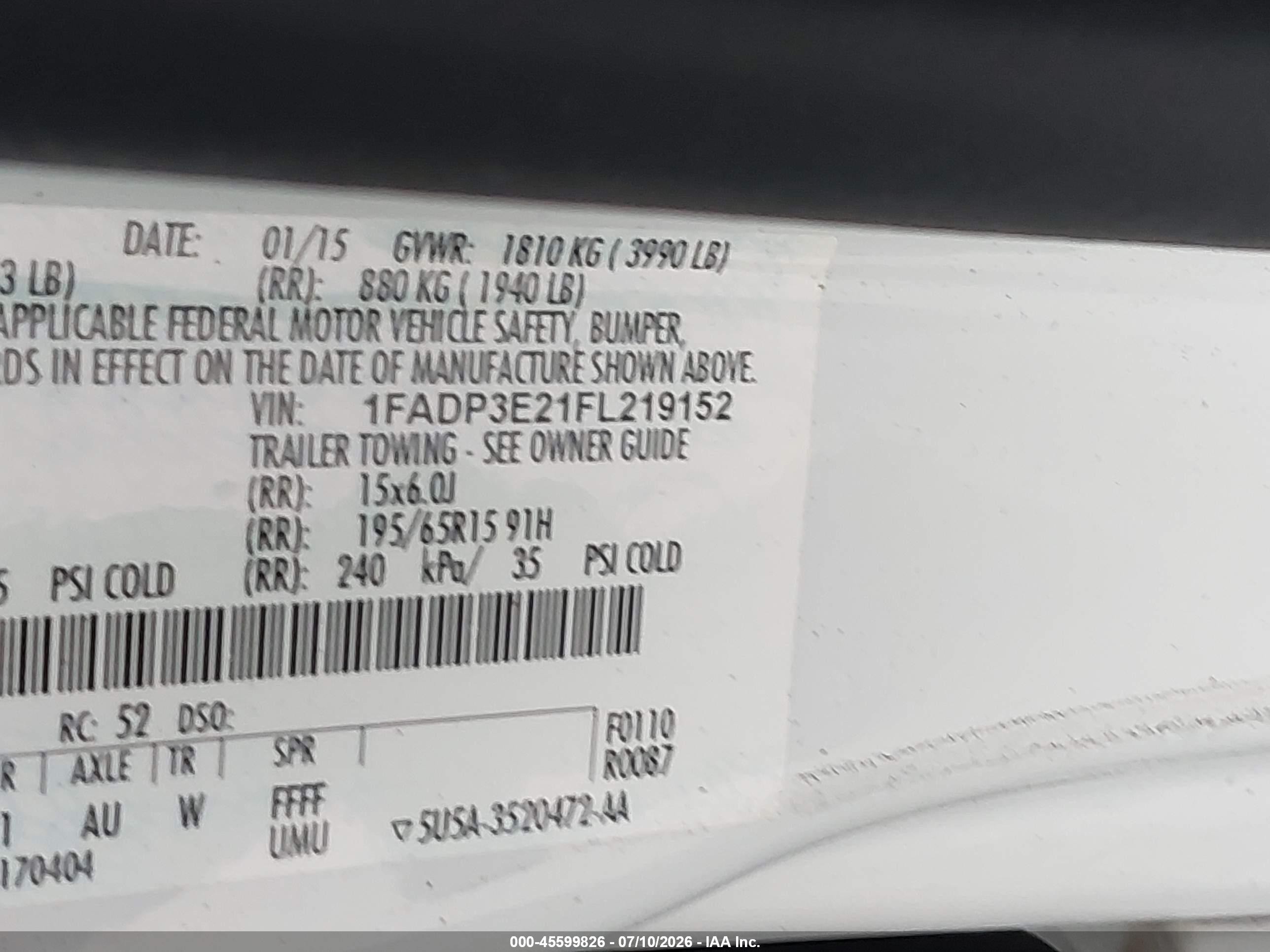 2015 Ford Focus S White vin: 1FADP3E21FL219152