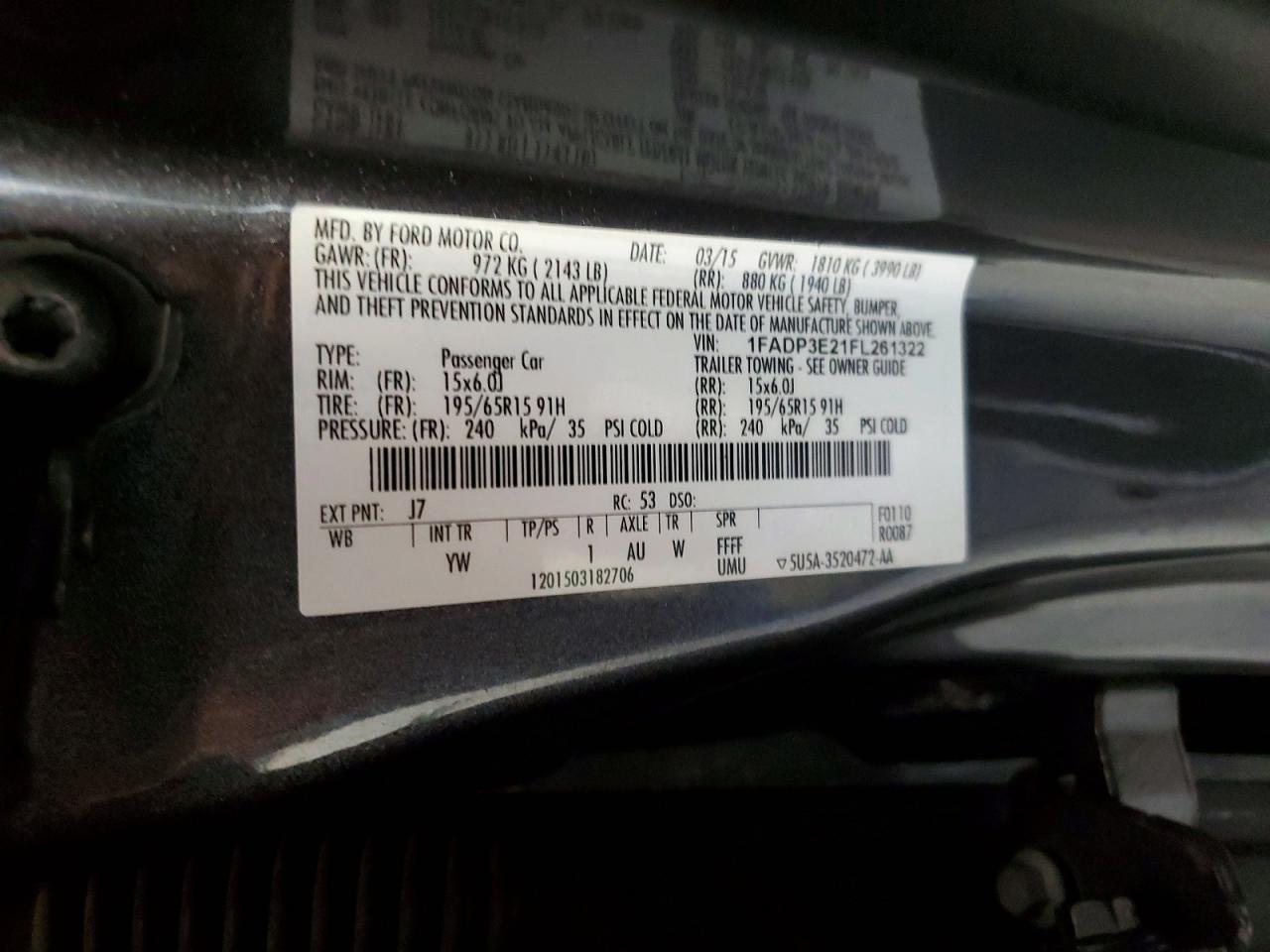 2015 Ford Focus S Gray vin: 1FADP3E21FL261322