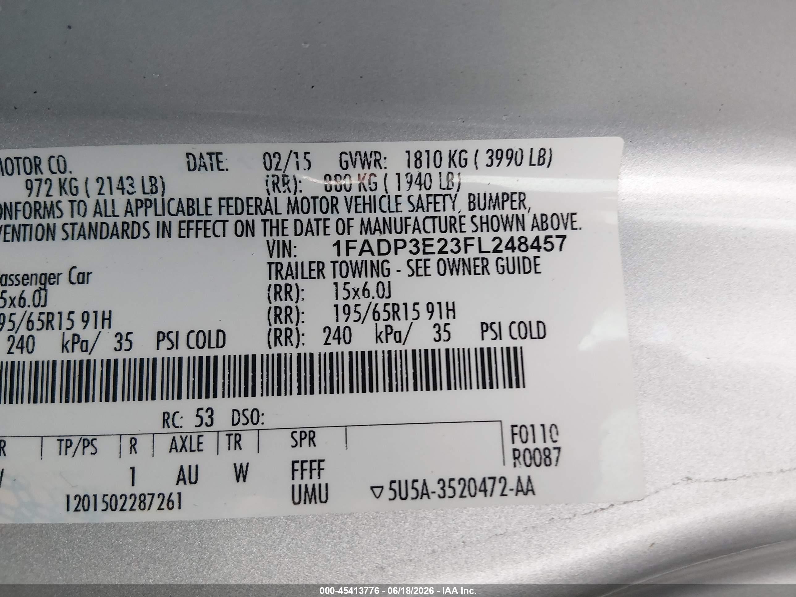 2015 Ford Focus S Silver vin: 1FADP3E23FL248457