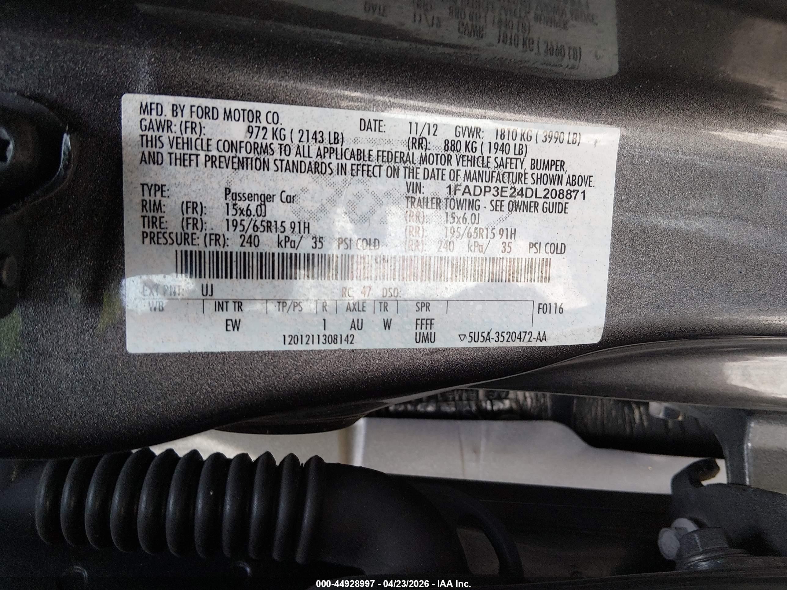 2013 Ford Focus S Gray vin: 1FADP3E24DL208871