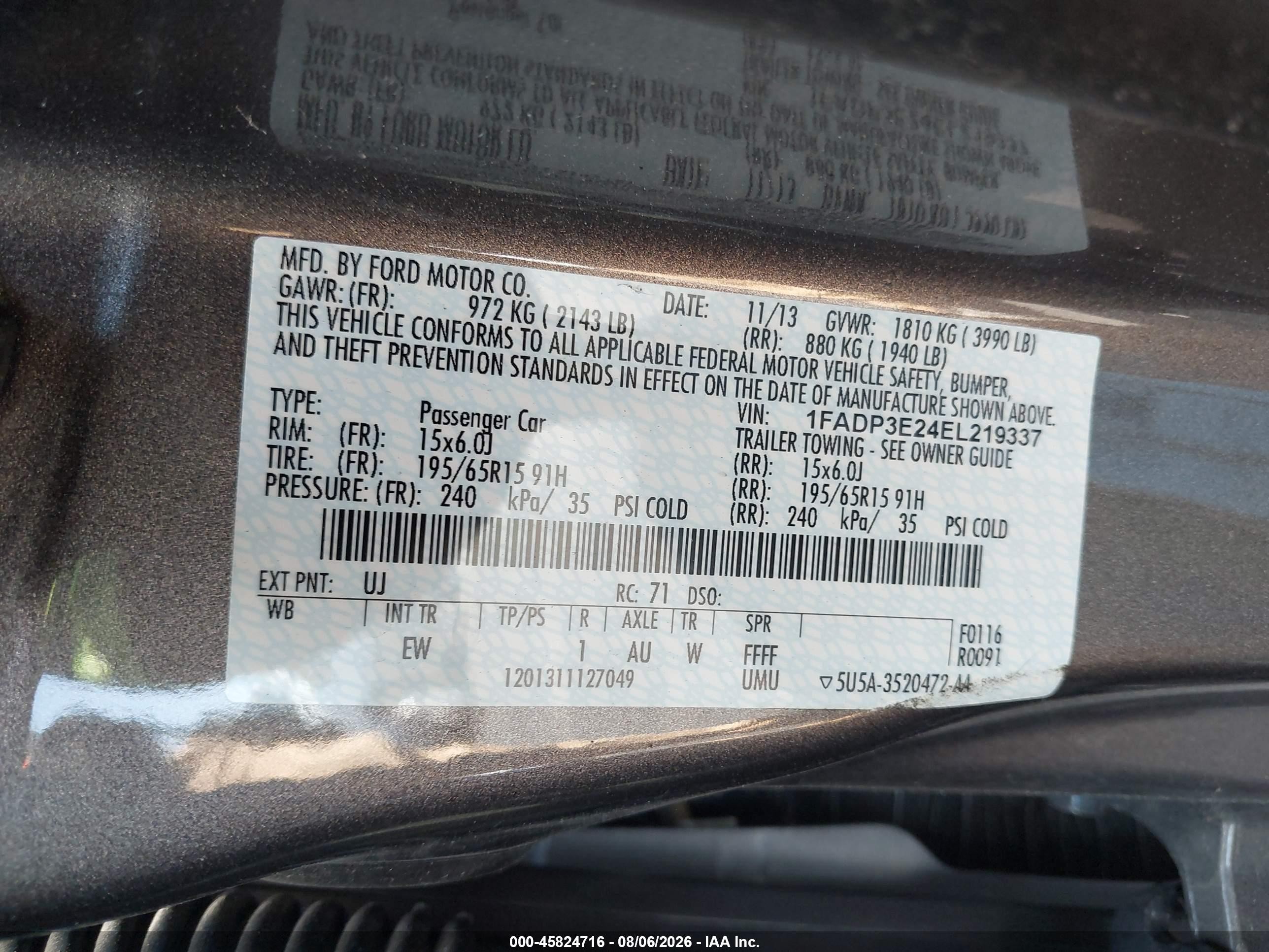 2014 Ford Focus S Gray vin: 1FADP3E24EL219337