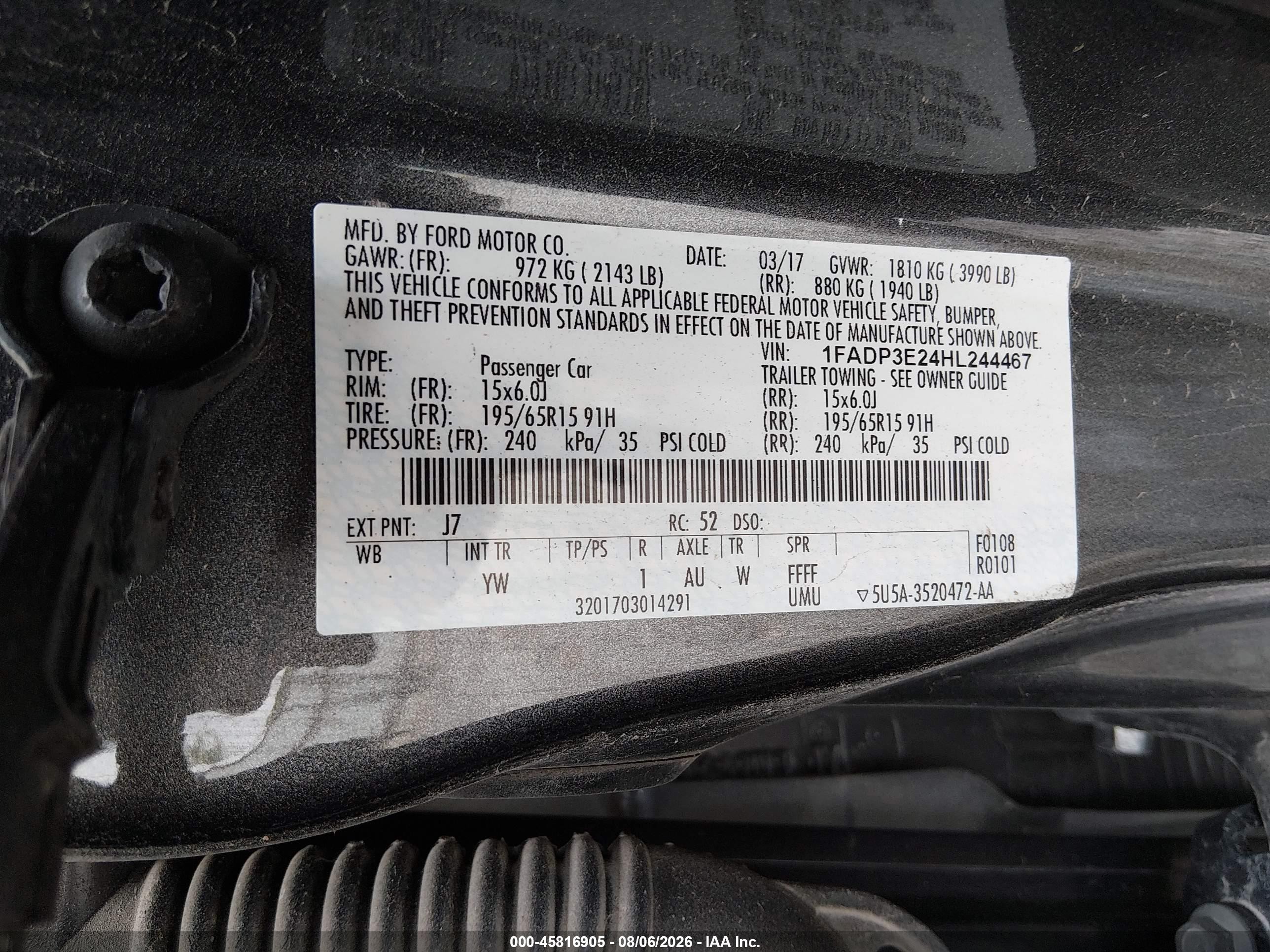 2017 Ford Focus S Gray vin: 1FADP3E24HL244467