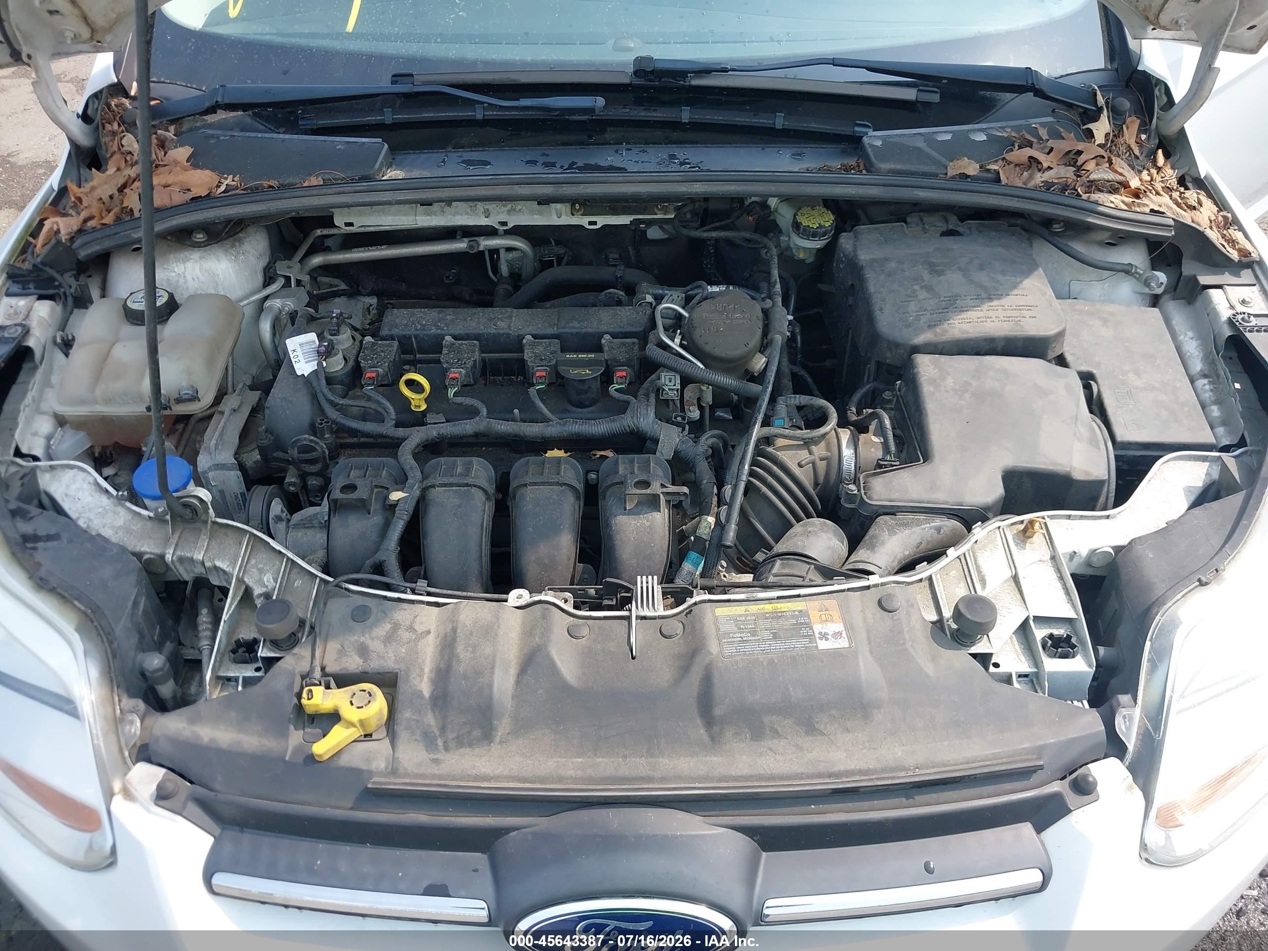 2013 Ford Focus S White vin: 1FADP3E25DL142766