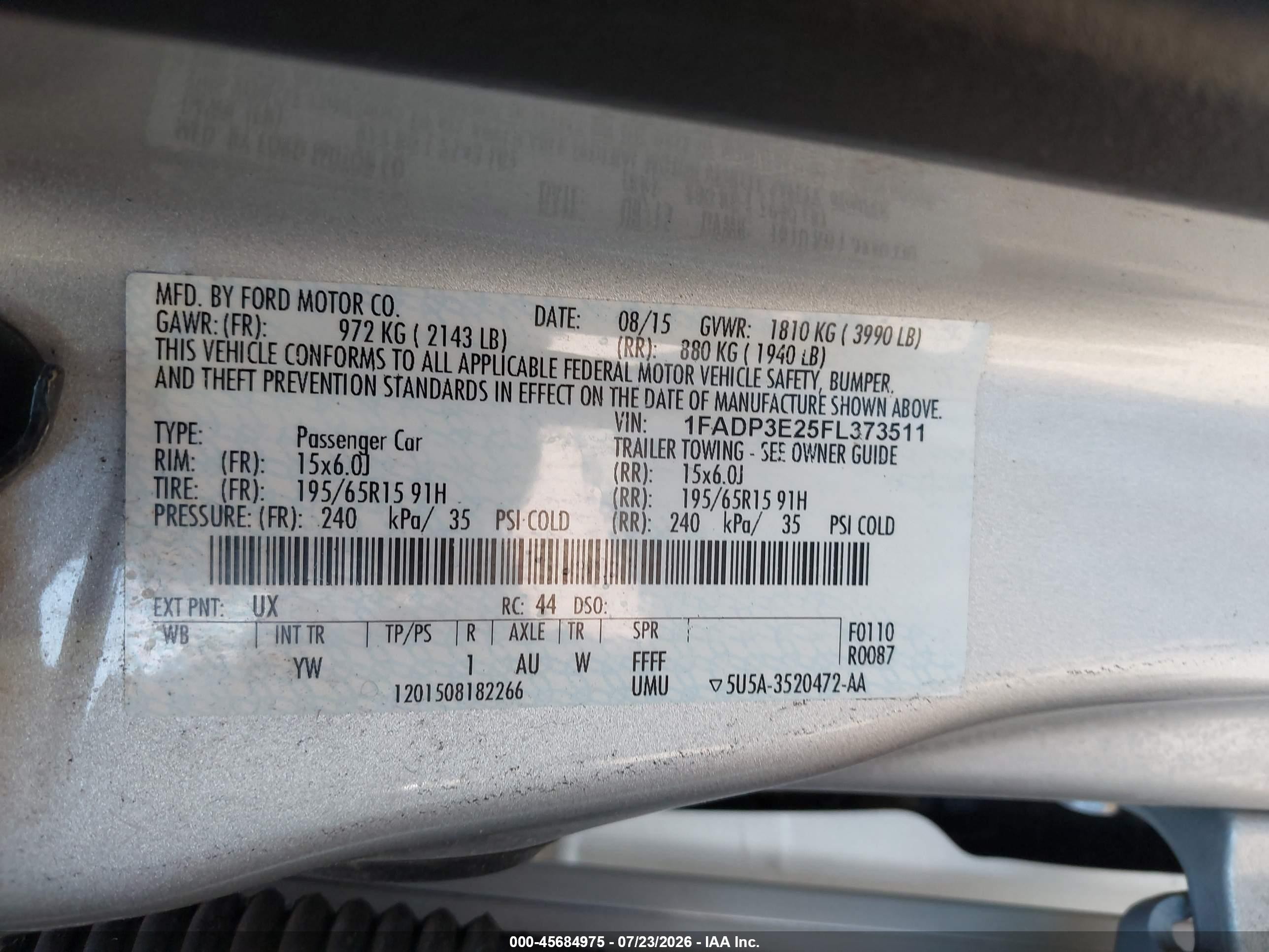 2015 Ford Focus S Silver vin: 1FADP3E25FL373511
