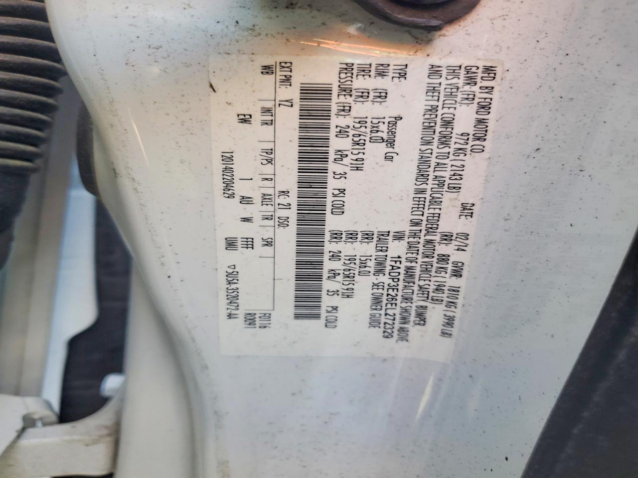 2014 Ford Focus S White vin: 1FADP3E26EL272329