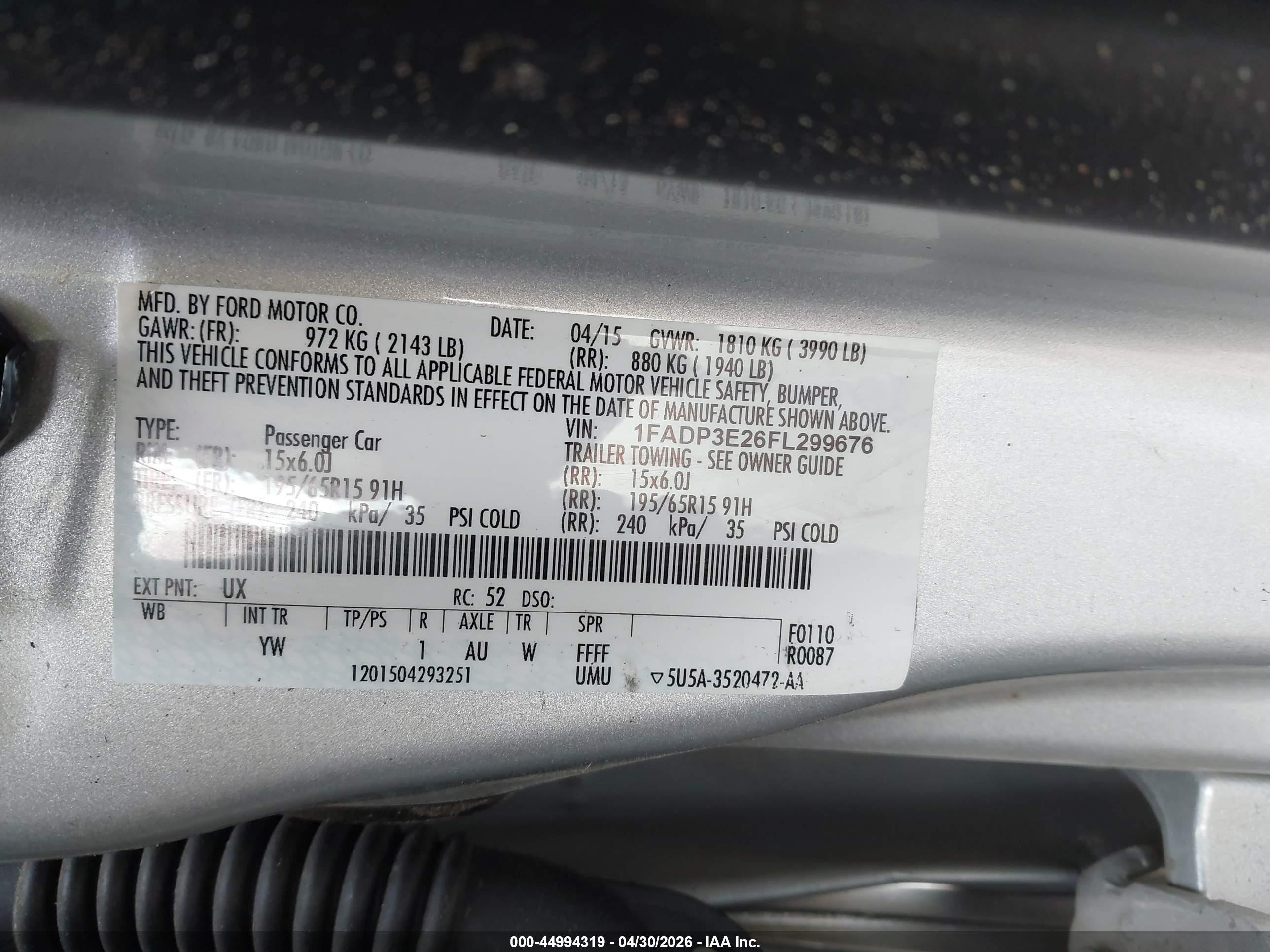 2015 Ford Focus S Silver vin: 1FADP3E26FL299676