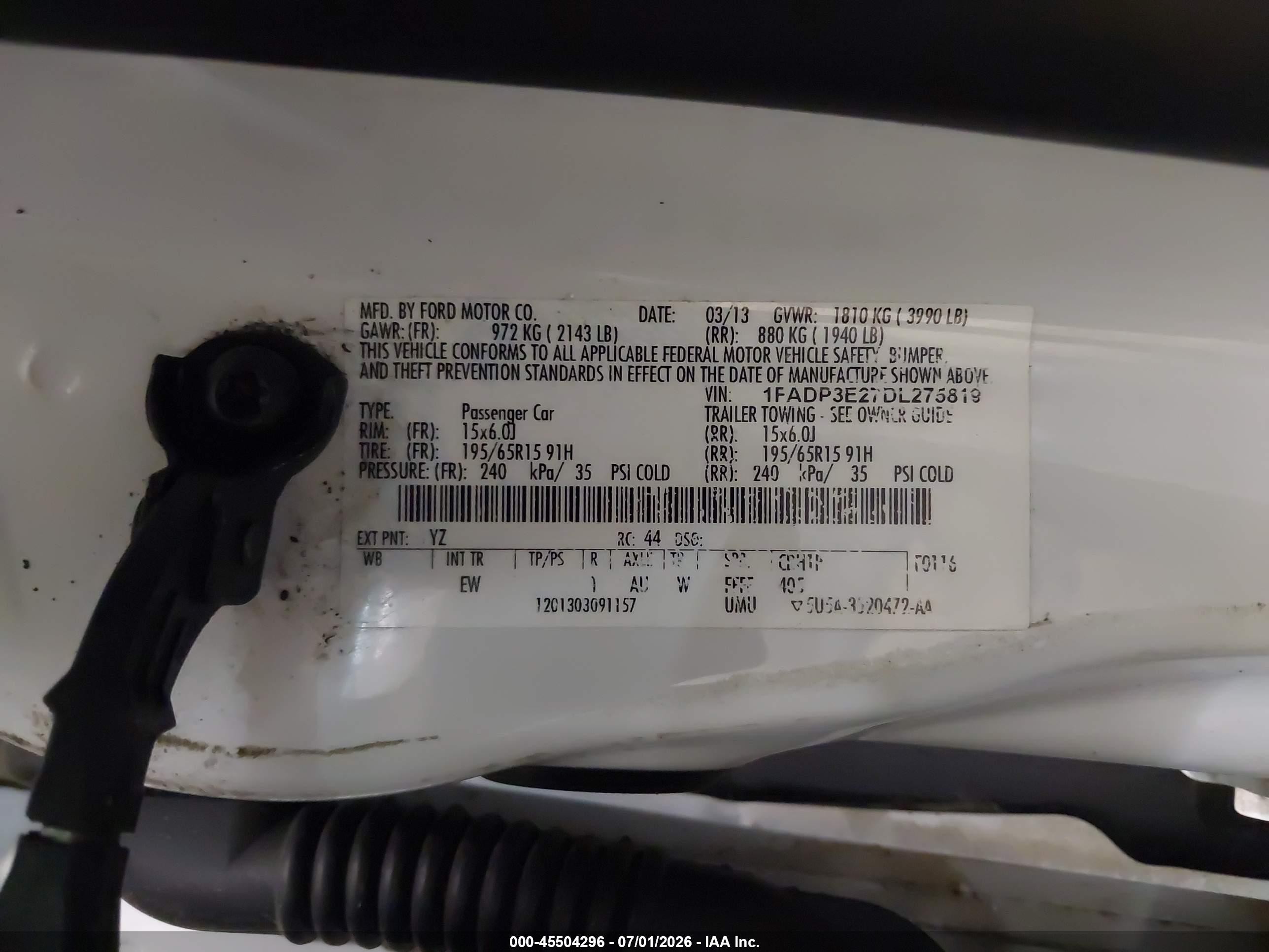 2013 Ford Focus S White vin: 1FADP3E27DL275819