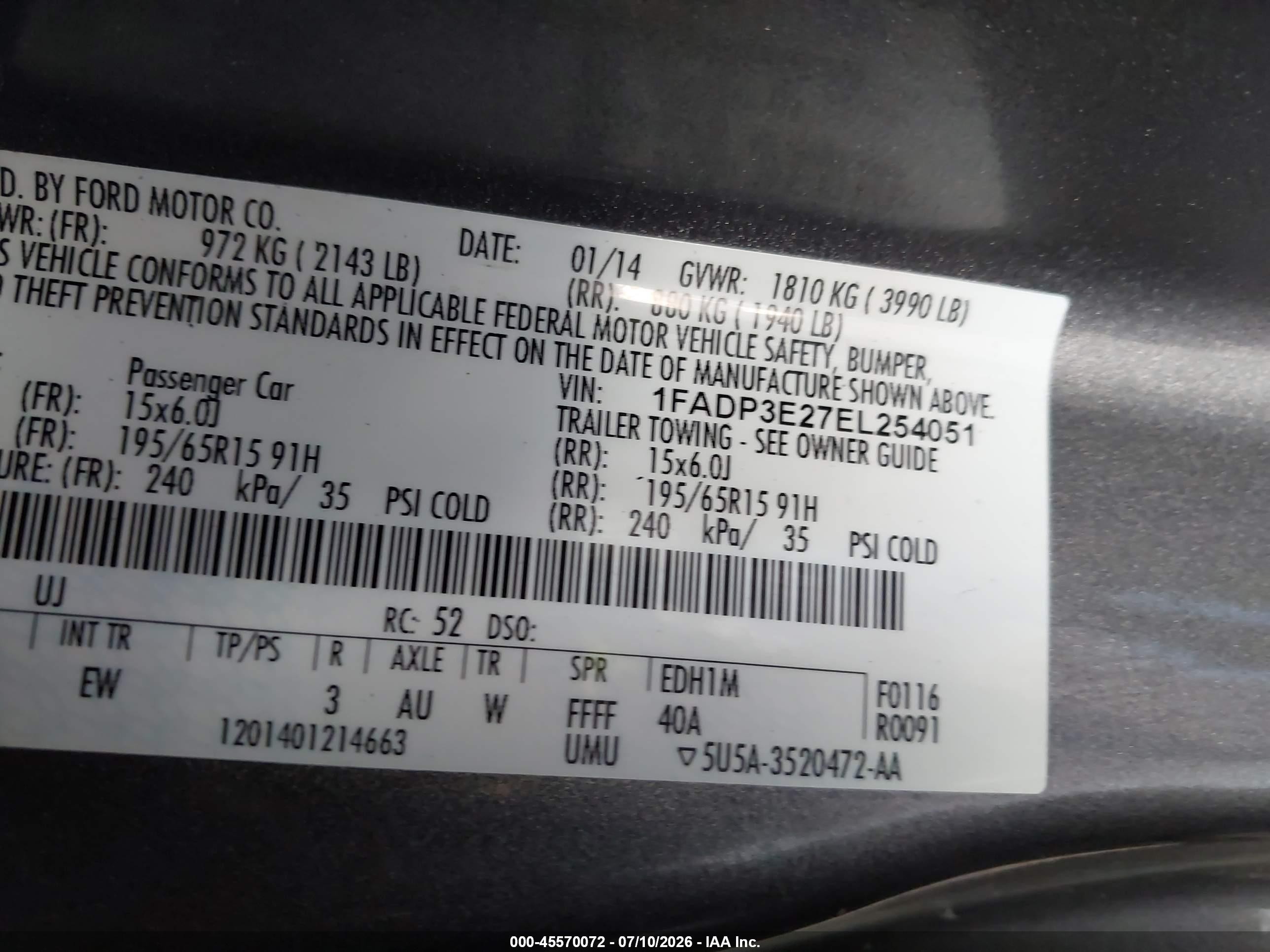 2014 Ford Focus S Gray vin: 1FADP3E27EL254051