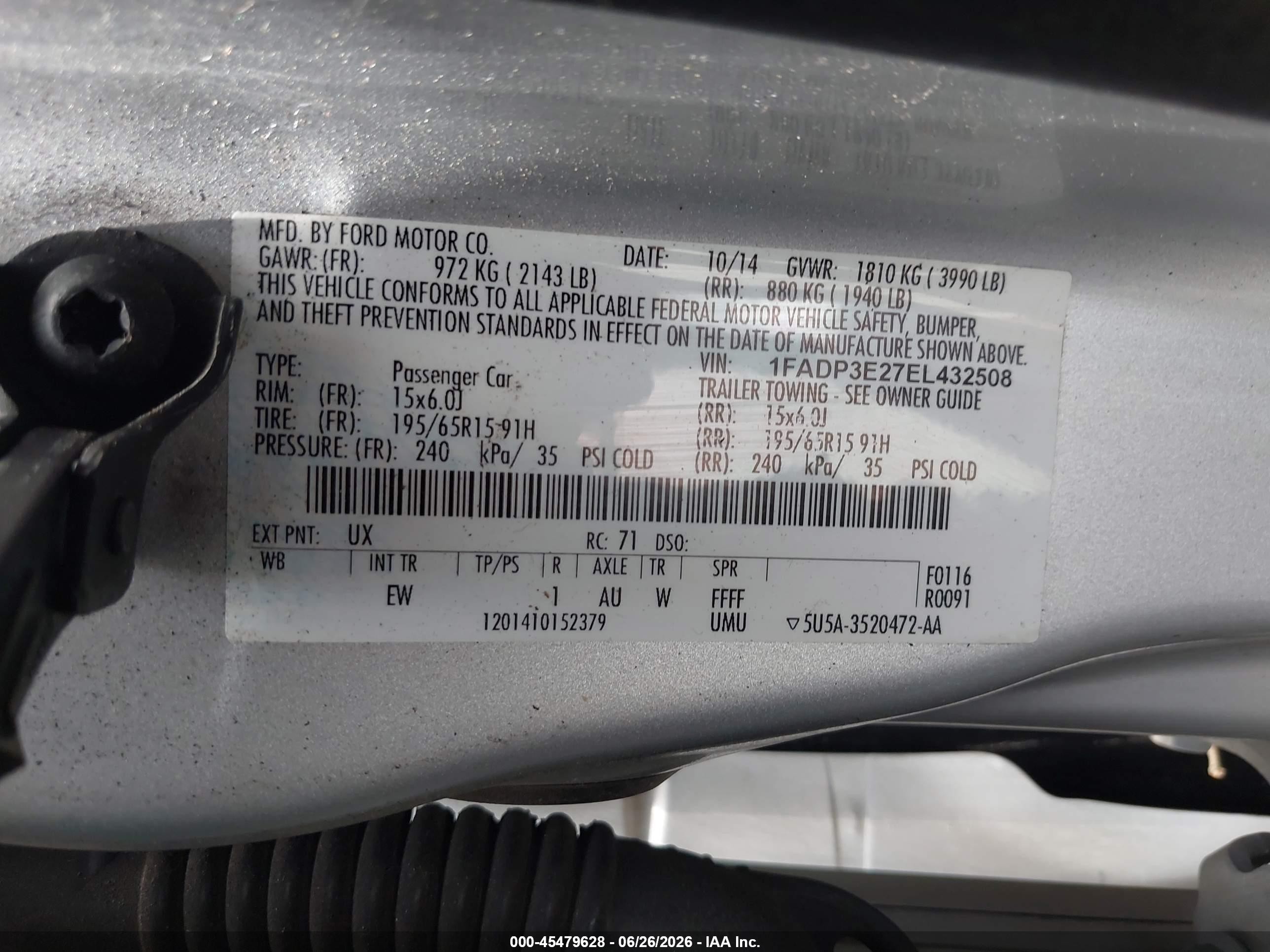 2014 Ford Focus S Silver vin: 1FADP3E27EL432508