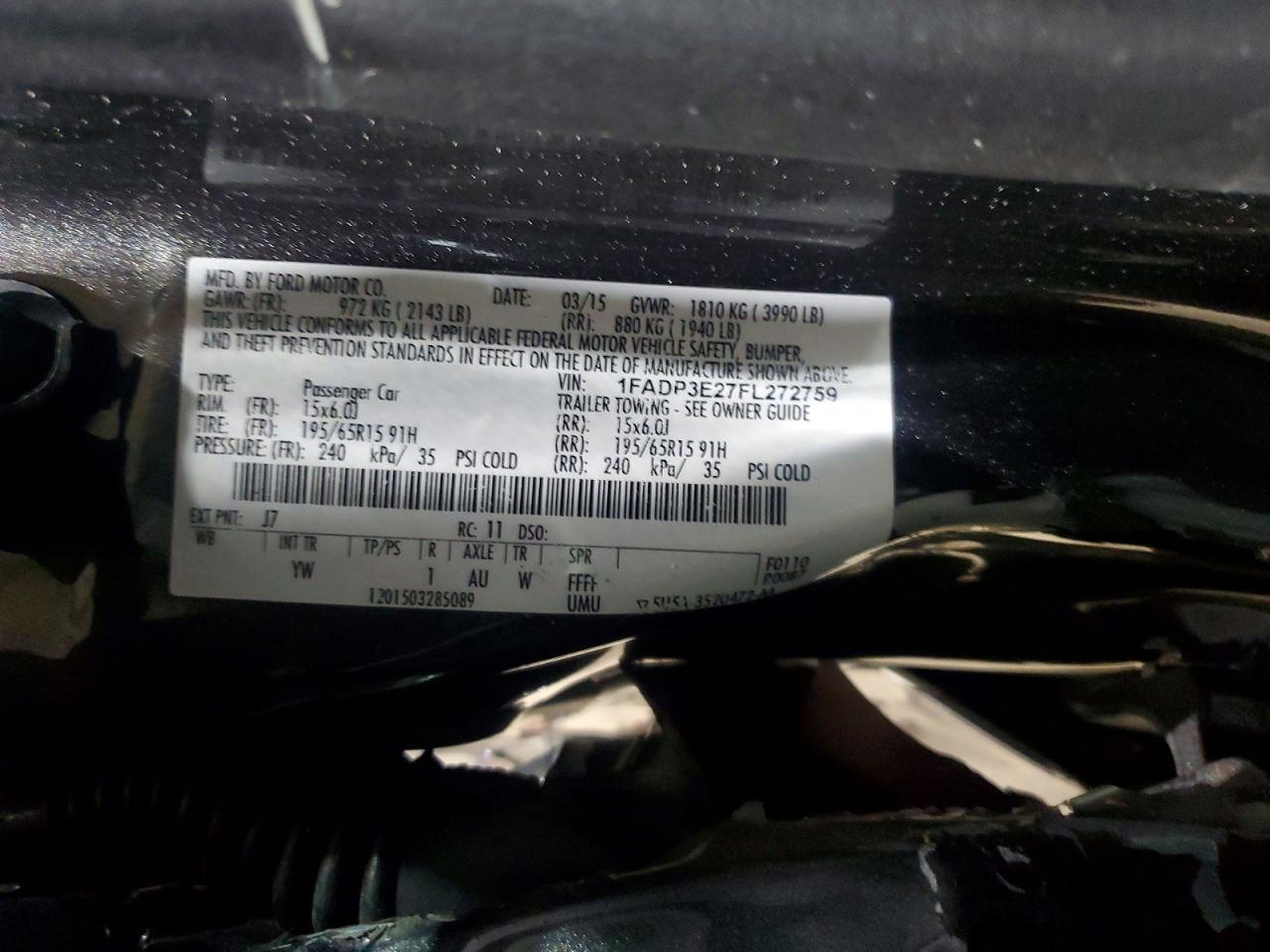 2015 Ford Focus S Charcoal vin: 1FADP3E27FL272759
