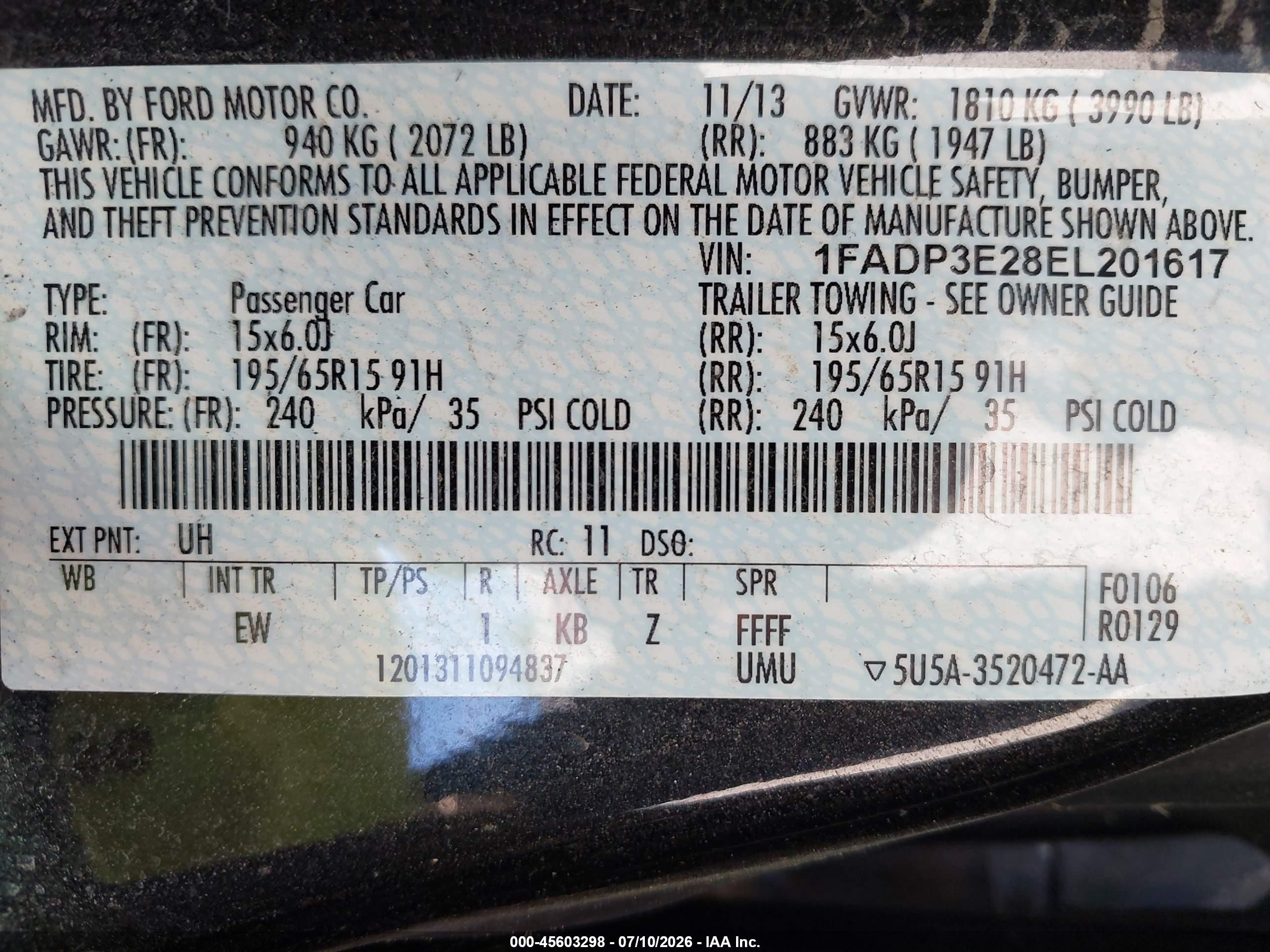 2014 Ford Focus S Черный vin: 1FADP3E28EL201617
