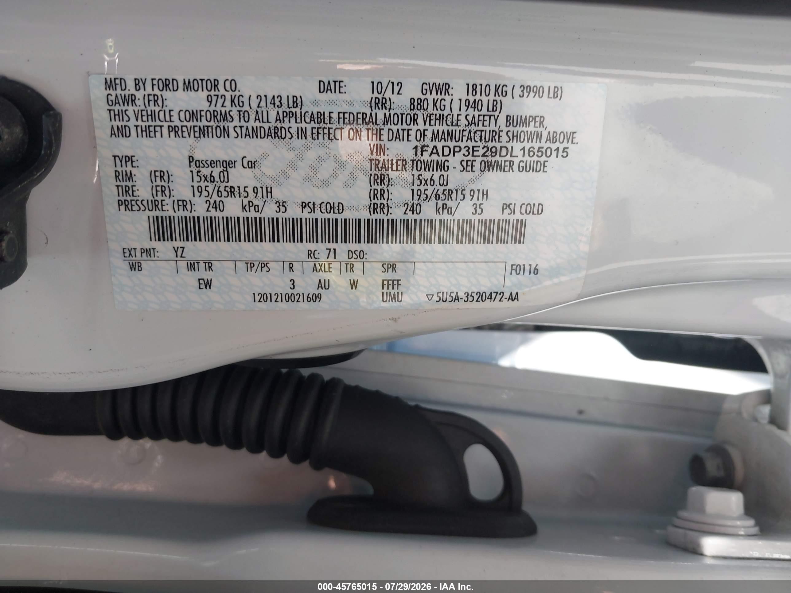 2013 Ford Focus S White vin: 1FADP3E29DL165015