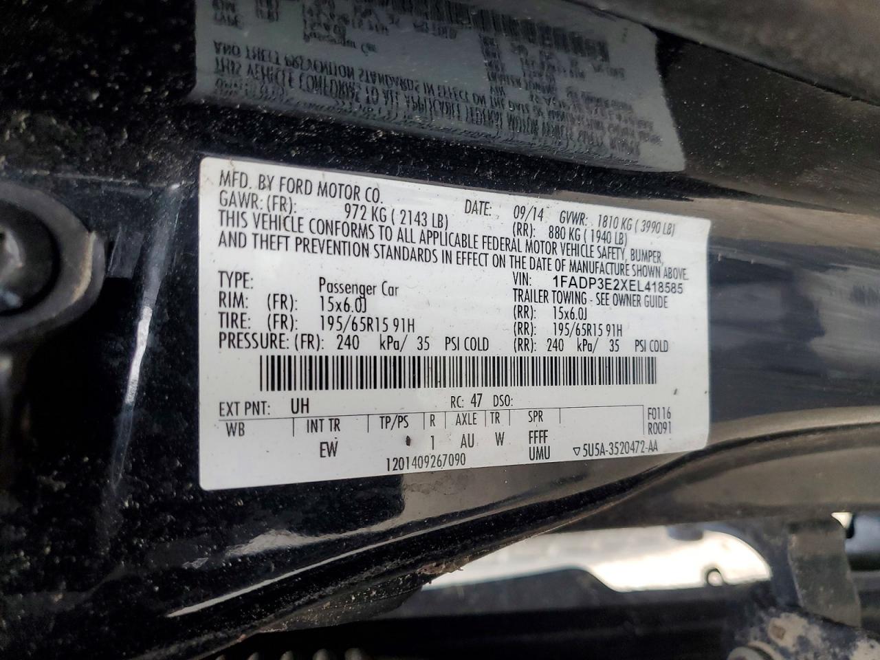 2014 Ford Focus Черный vin: 1FADP3E2XEL418585