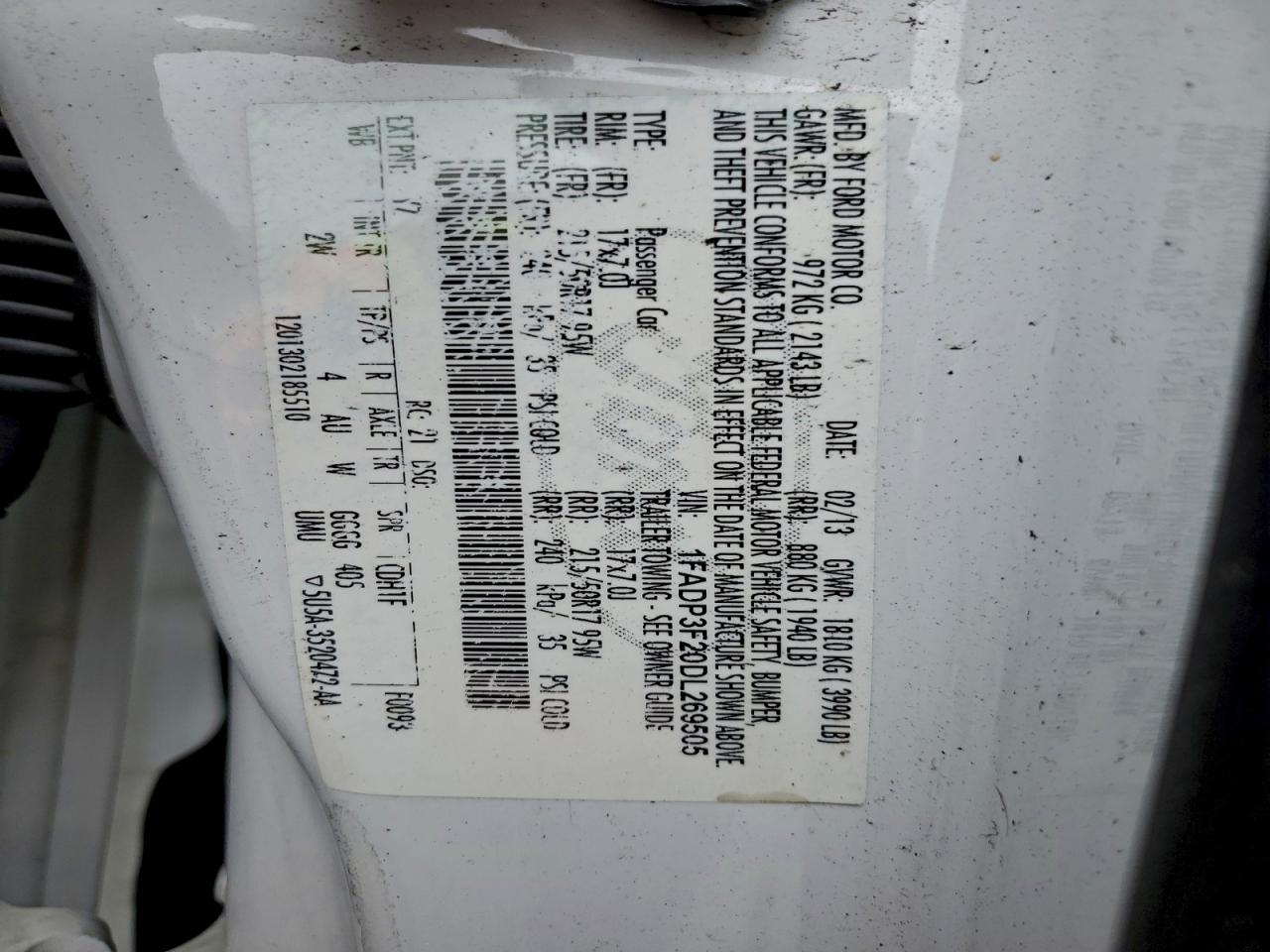 2013 Ford Focus Se White vin: 1FADP3F20DL269505