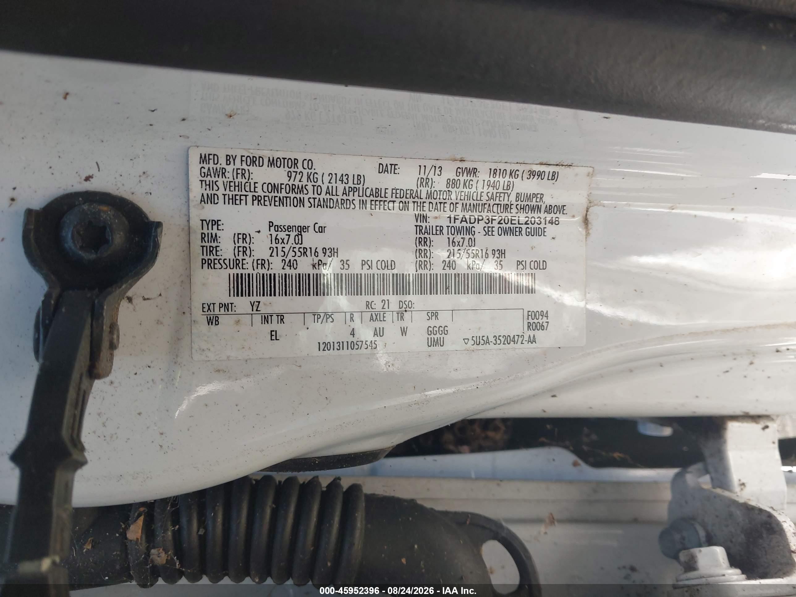 2014 Ford Focus Se Белый vin: 1FADP3F20EL203148
