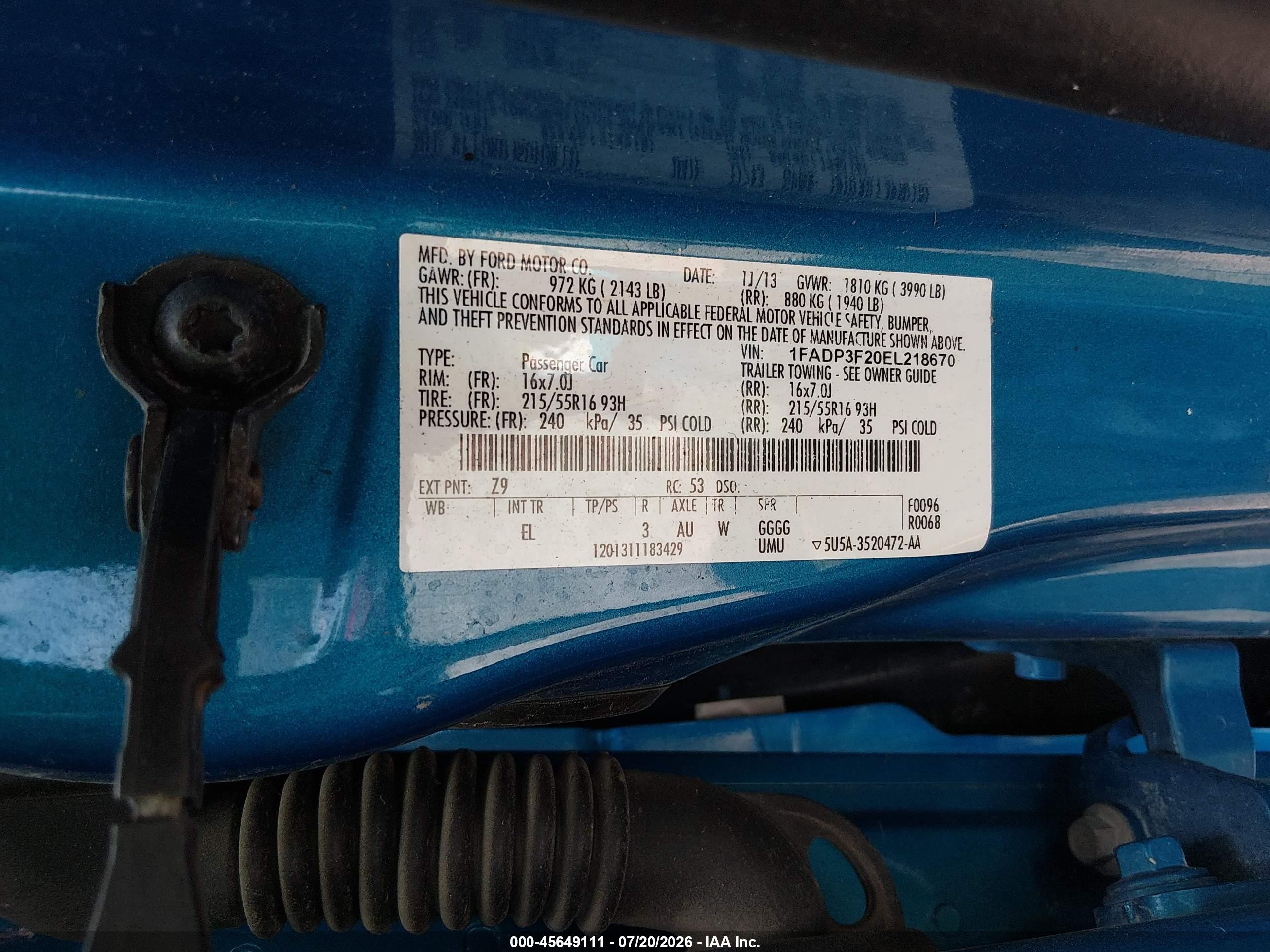 2014 Ford Focus Se Blue vin: 1FADP3F20EL218670