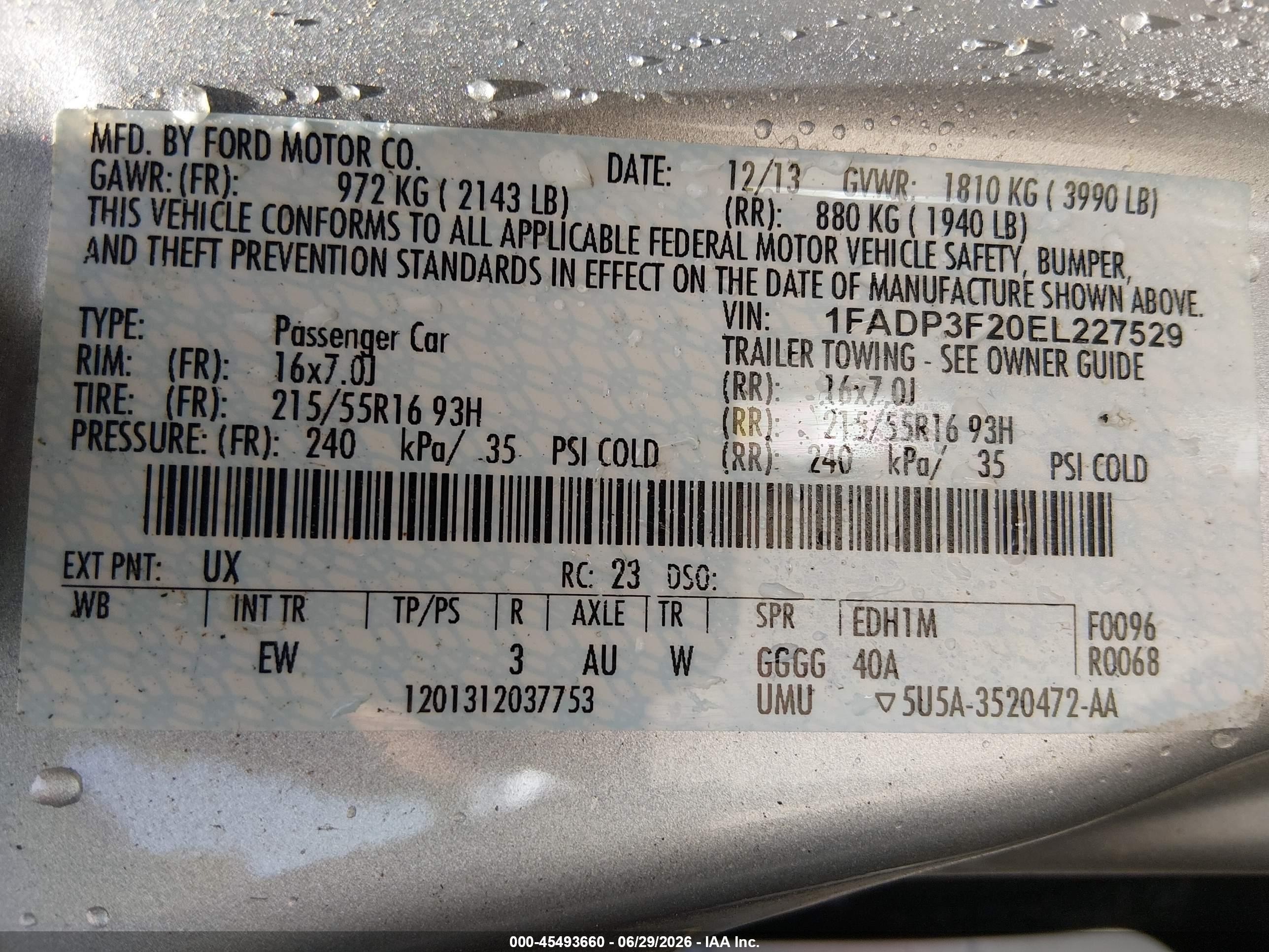 2014 Ford Focus Se Silver vin: 1FADP3F20EL227529