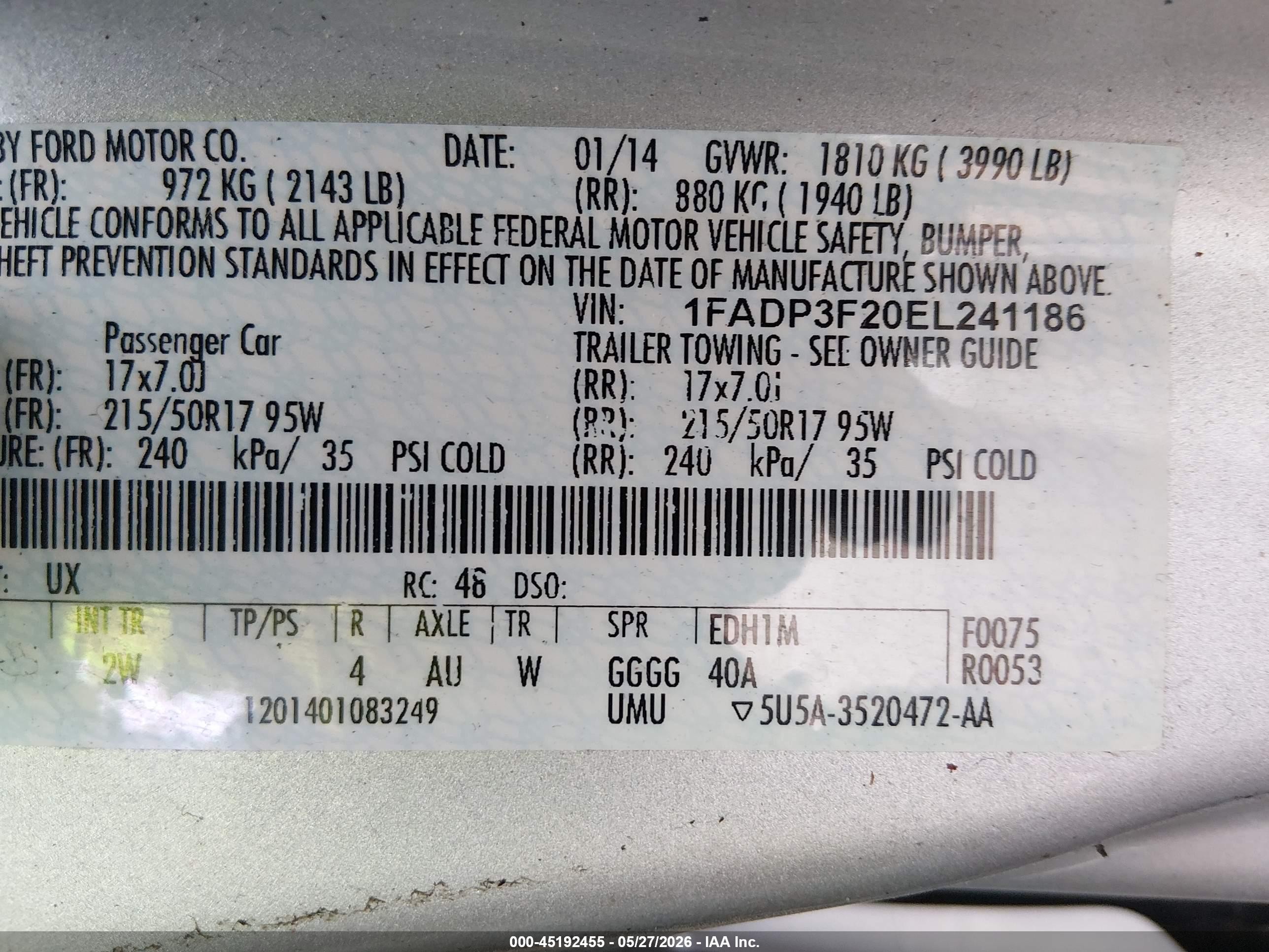 2014 Ford Focus Se Silver vin: 1FADP3F20EL241186