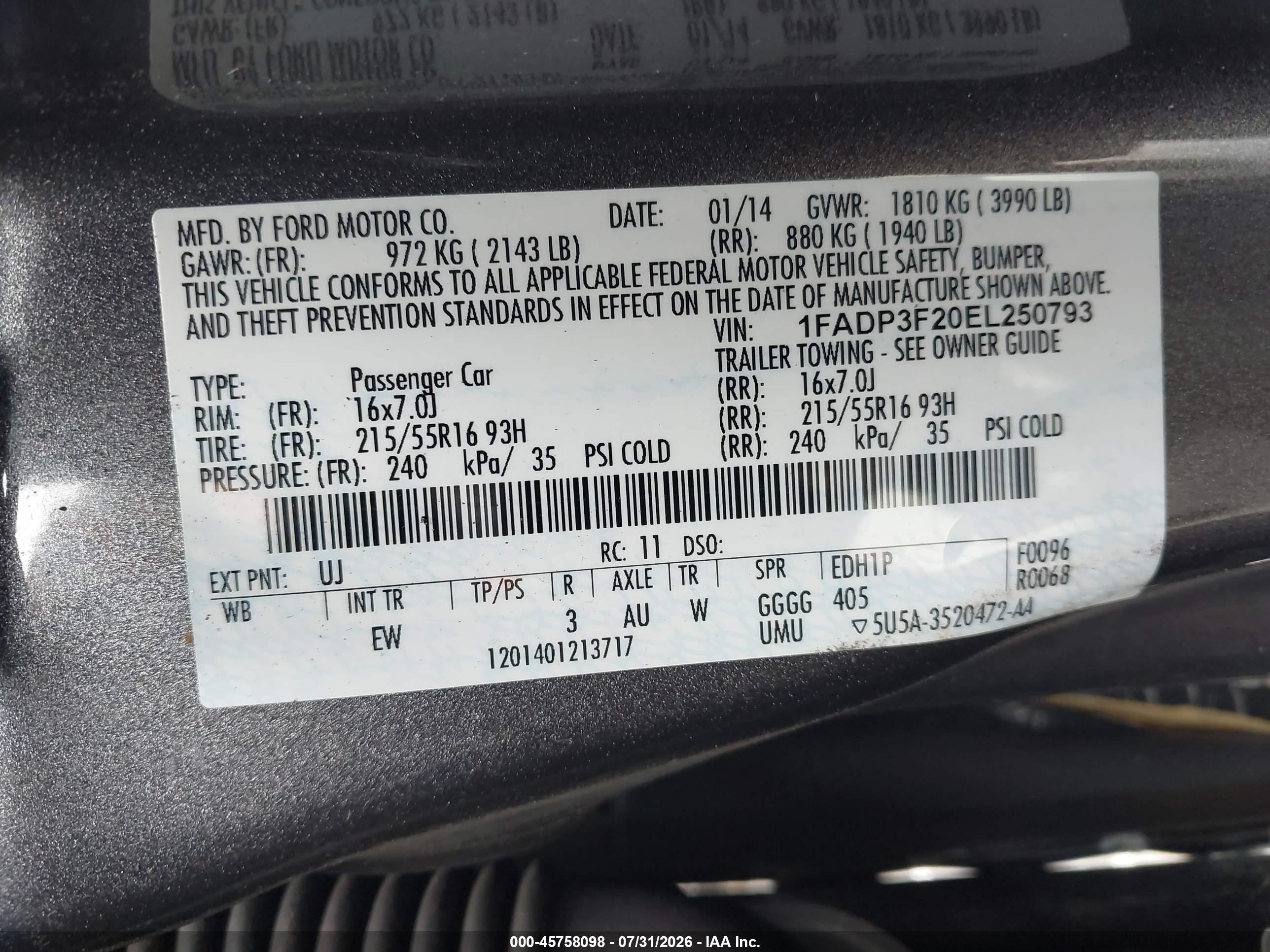 2014 Ford Focus Se Gray vin: 1FADP3F20EL250793