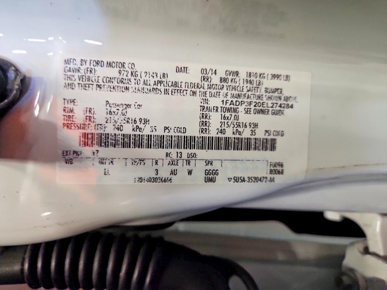 2014 Ford Focus Se White vin: 1FADP3F20EL274284