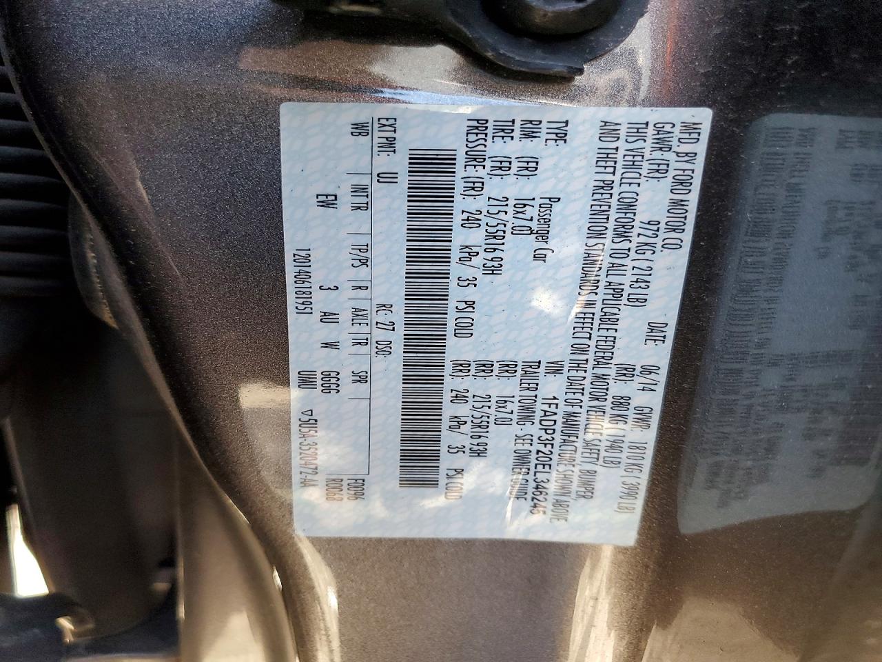 2014 Ford Focus Se Charcoal vin: 1FADP3F20EL346245