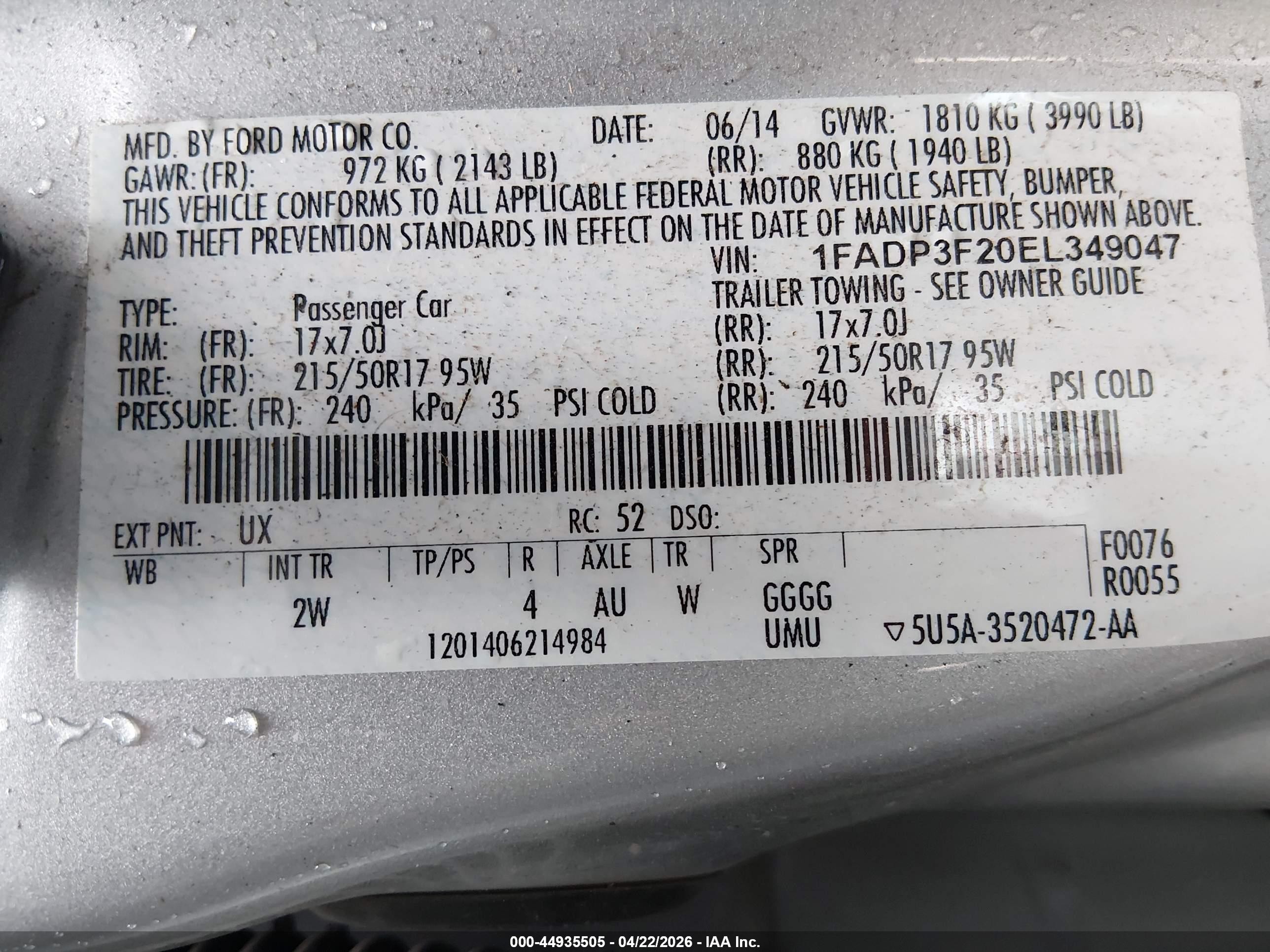 2014 Ford Focus Se Silver vin: 1FADP3F20EL349047