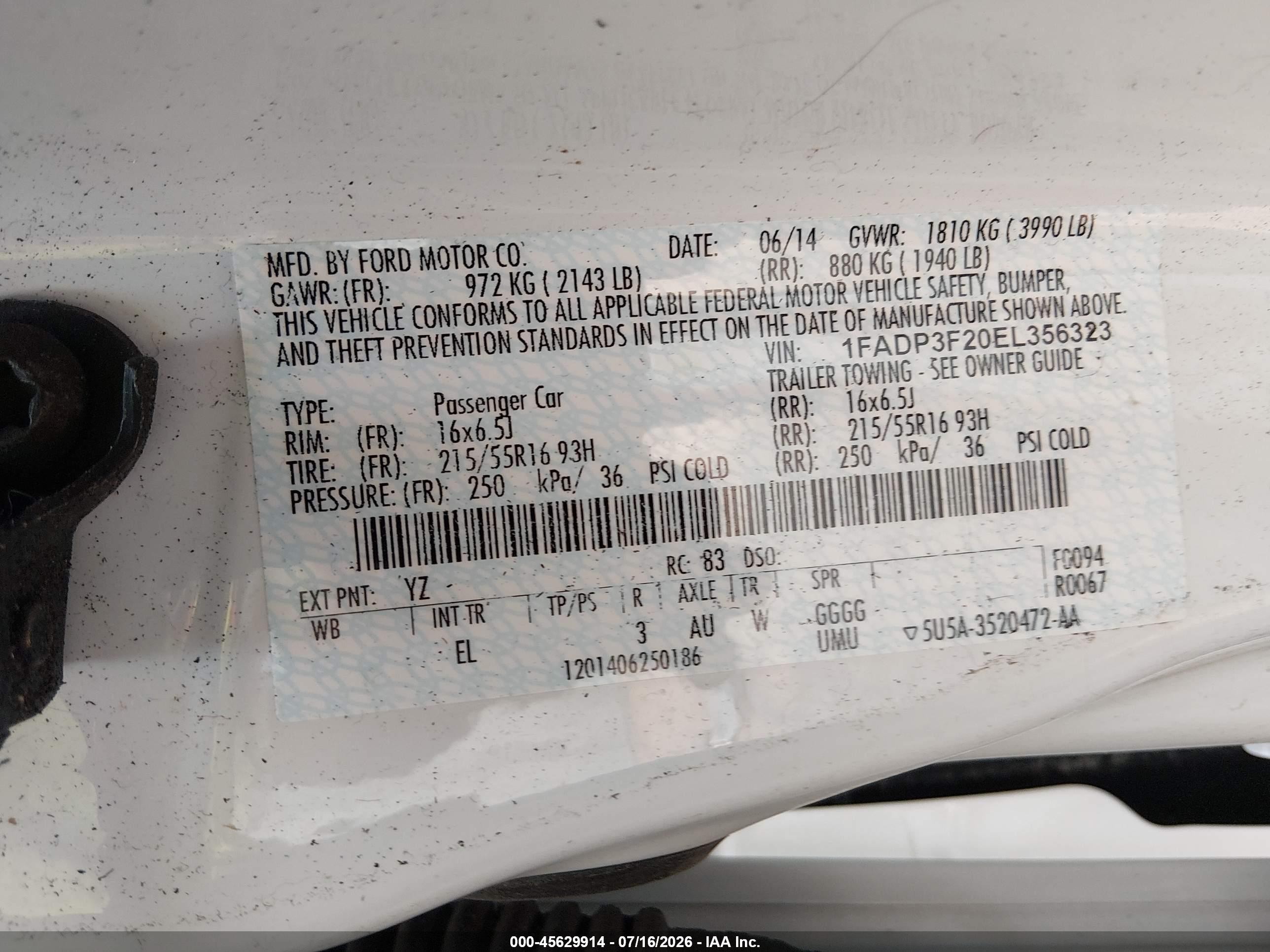 2014 Ford Focus Se White vin: 1FADP3F20EL356323