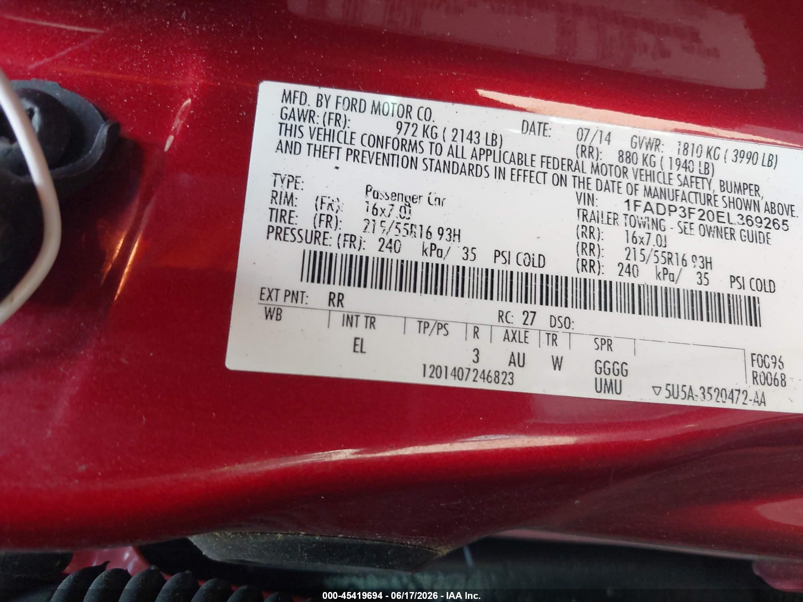 2014 Ford Focus Se Red vin: 1FADP3F20EL369265