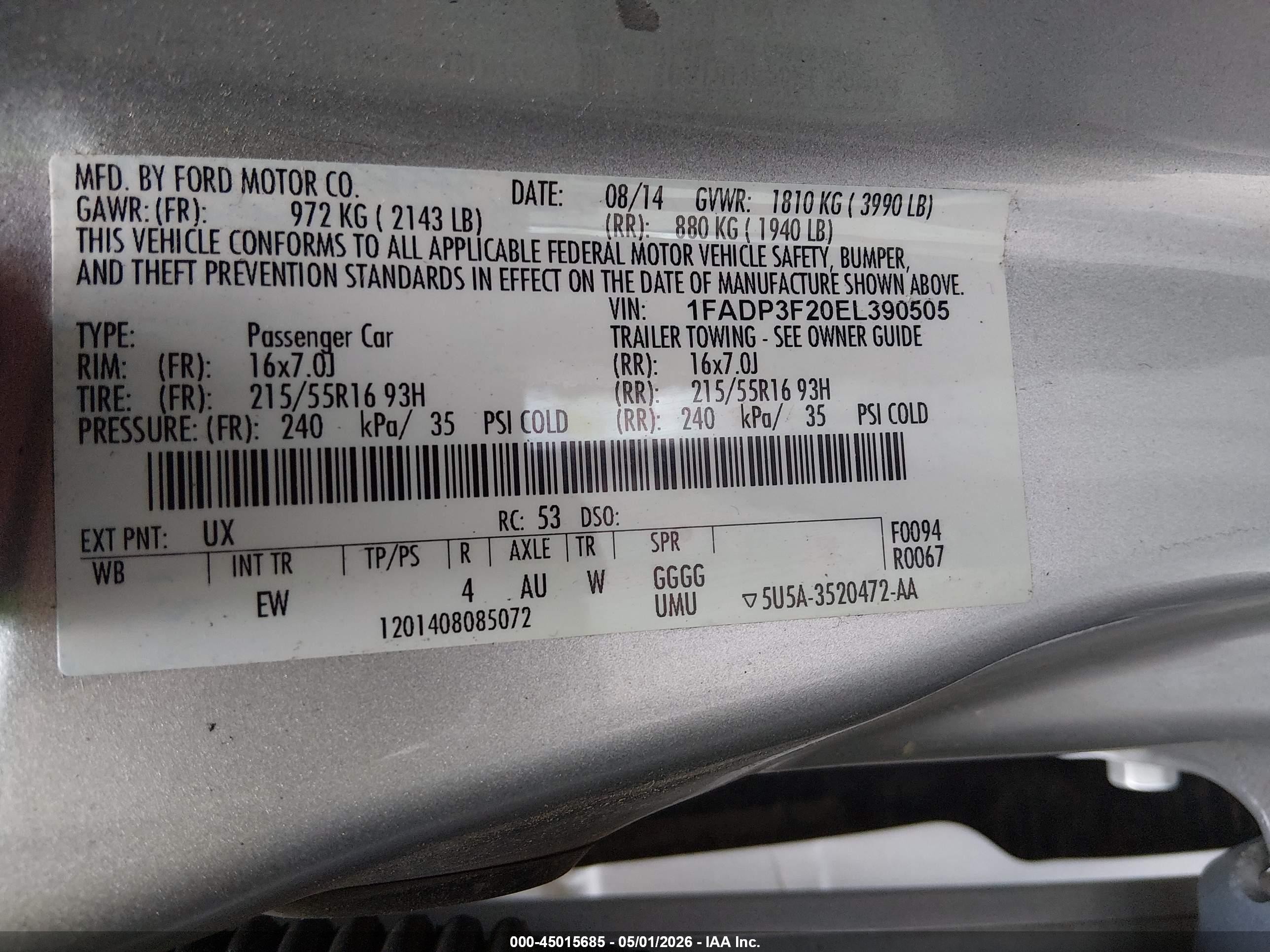2014 Ford Focus Se Silver vin: 1FADP3F20EL390505