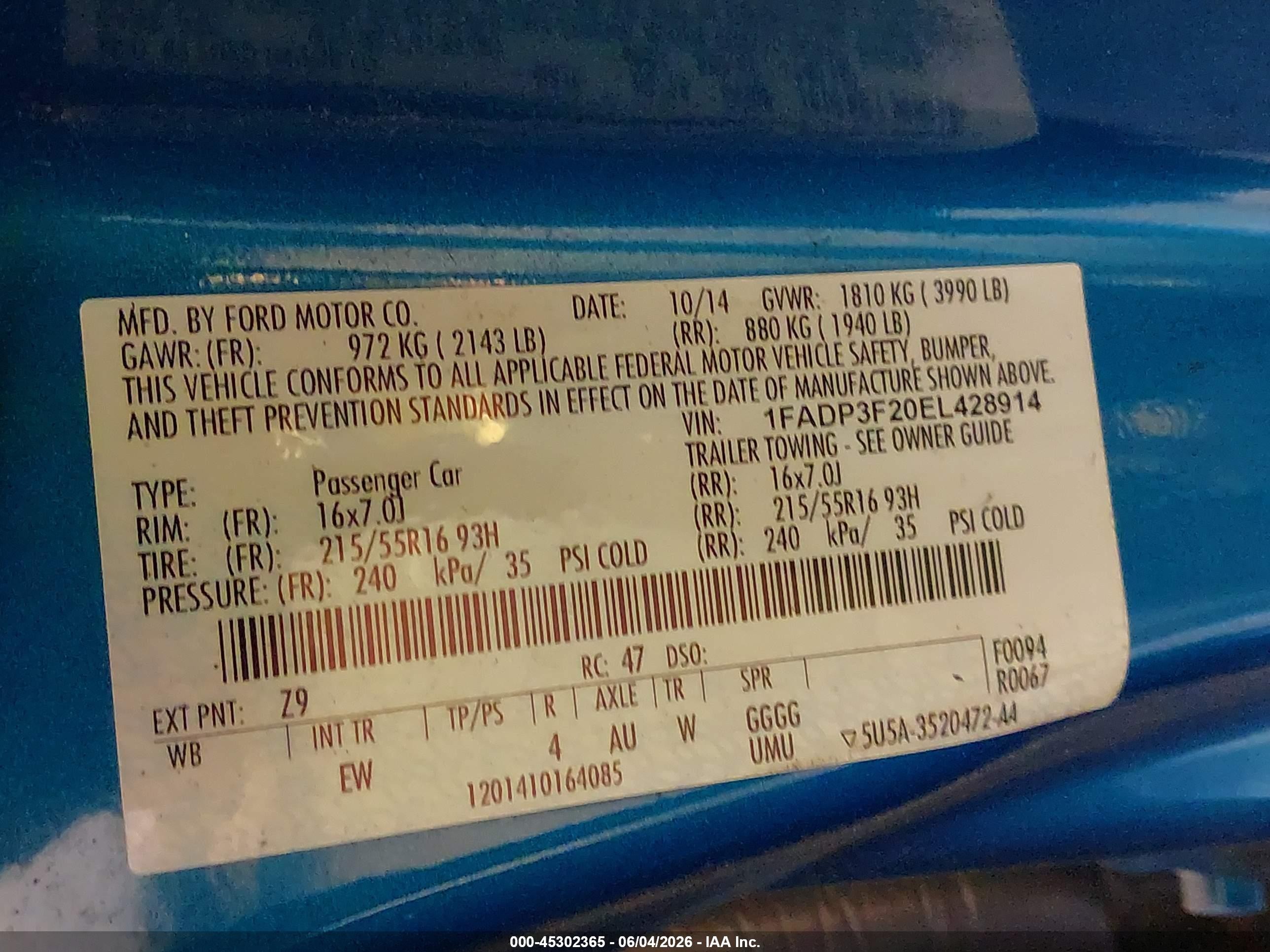 2014 Ford Focus Se Blue vin: 1FADP3F20EL428914