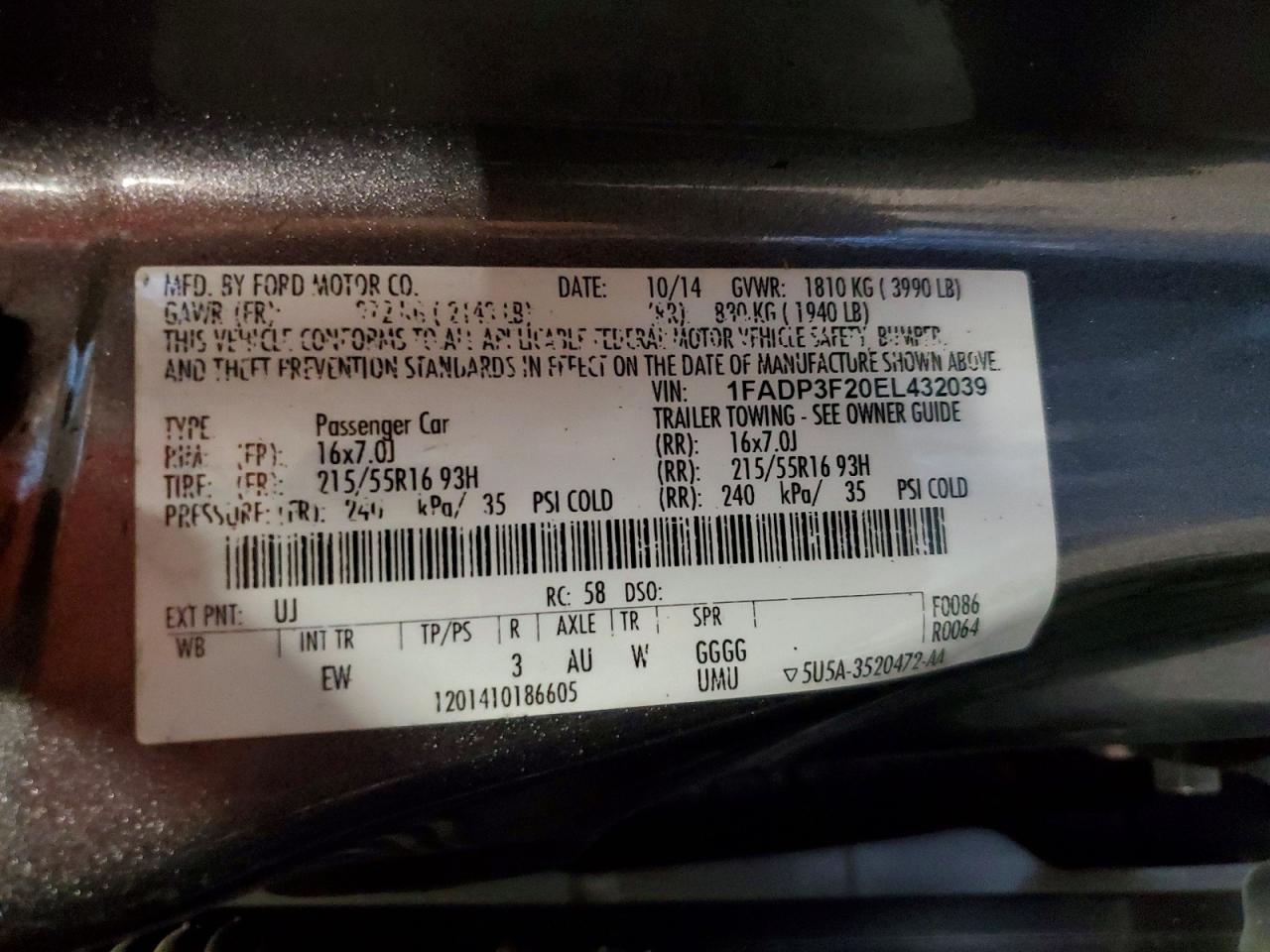 2014 Ford Focus Se Gray vin: 1FADP3F20EL432039