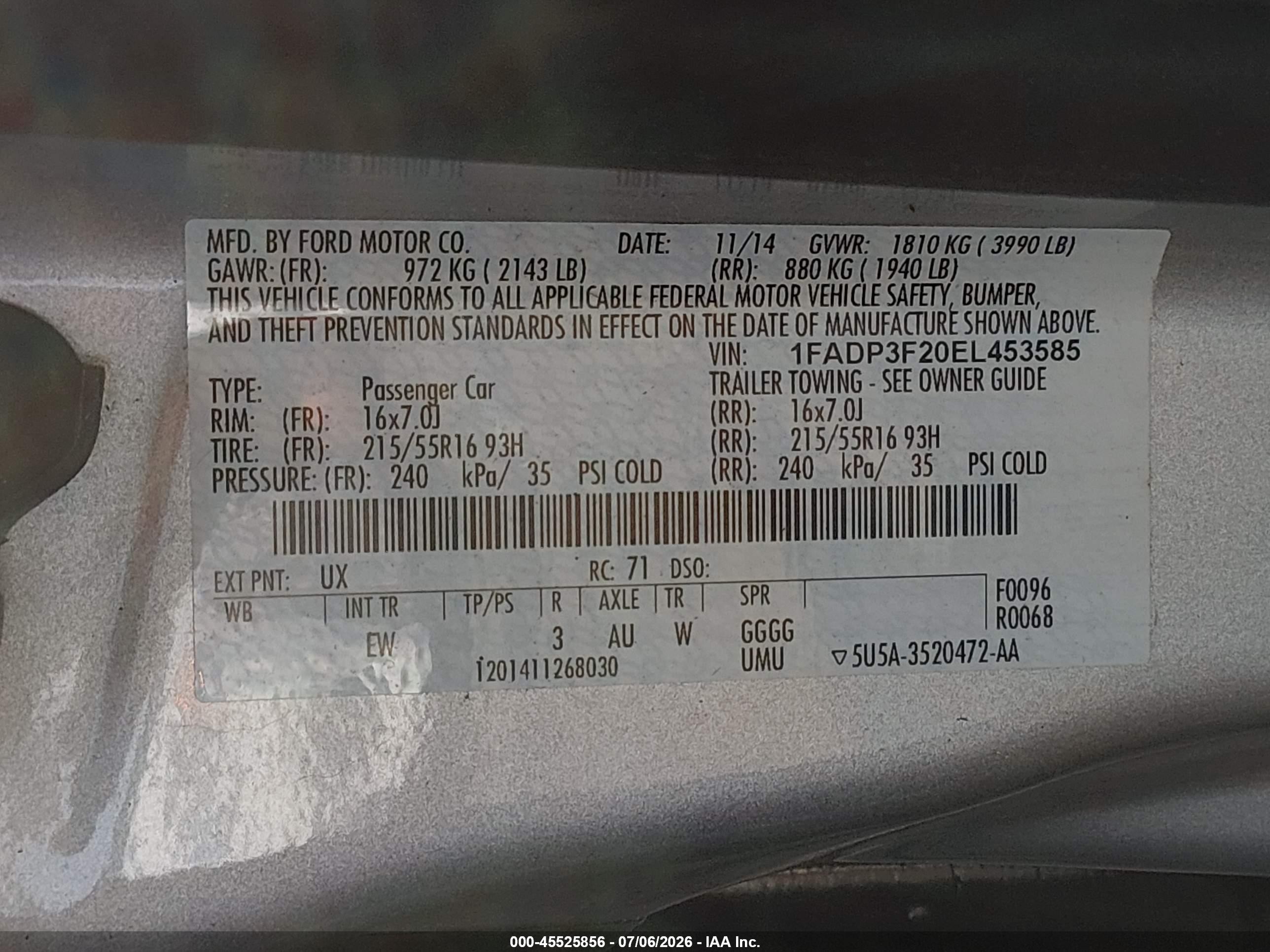 2014 Ford Focus Se Silver vin: 1FADP3F20EL453585