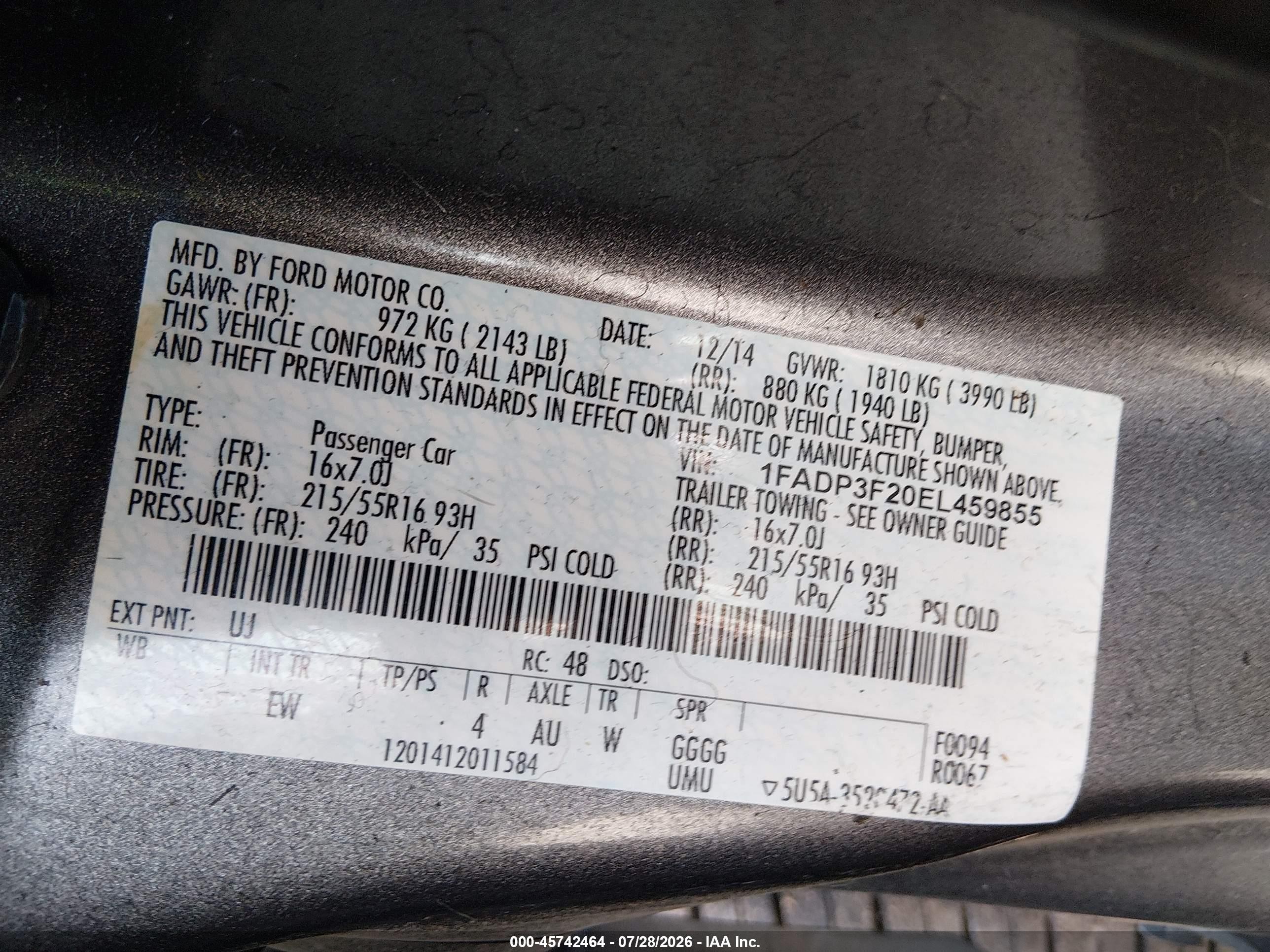 2014 Ford Focus Se Gray vin: 1FADP3F20EL459855