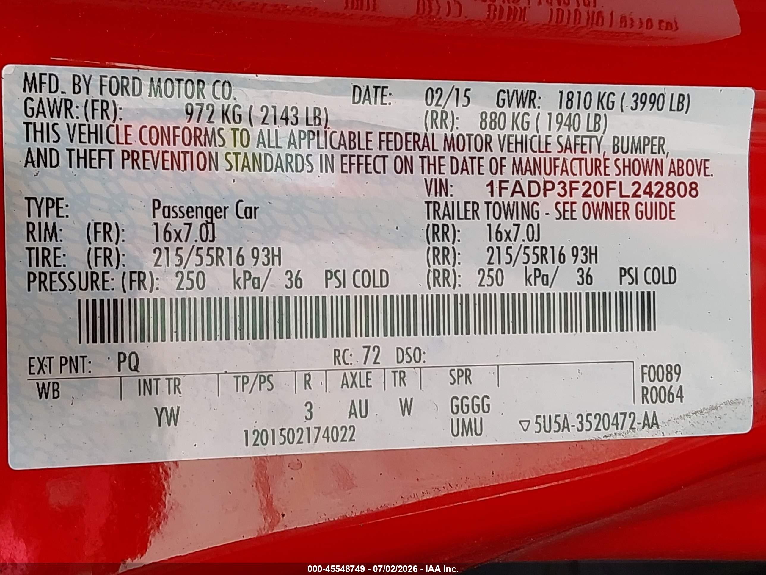 2015 Ford Focus Se Red vin: 1FADP3F20FL242808