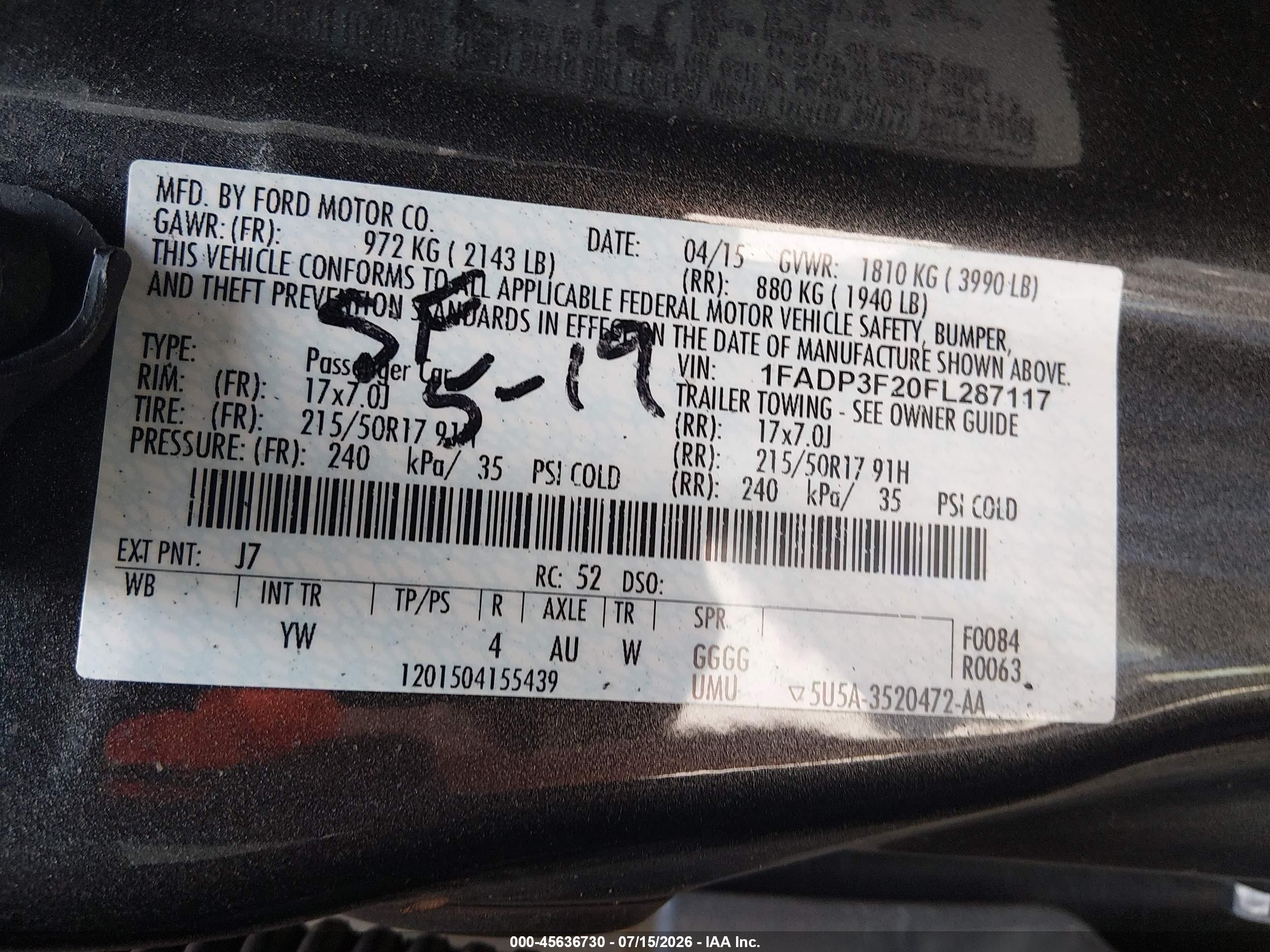 2015 Ford Focus Se Gray vin: 1FADP3F20FL287117