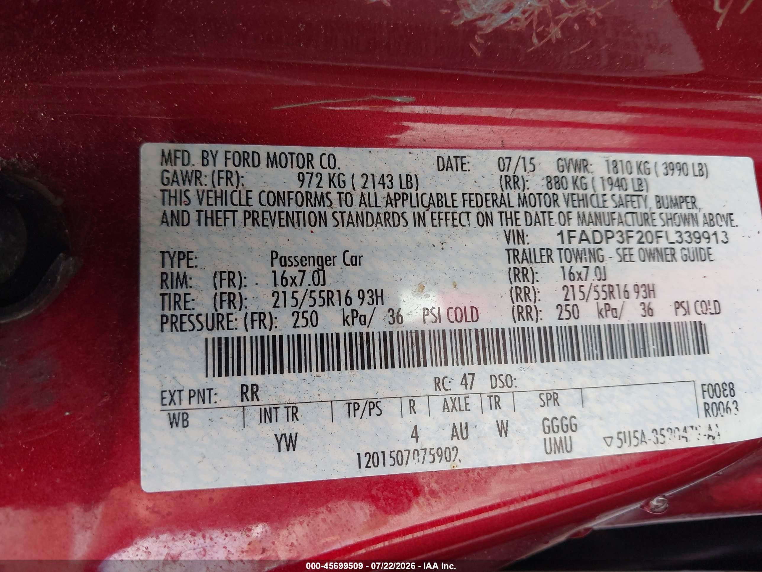 2015 Ford Focus Se Red vin: 1FADP3F20FL339913