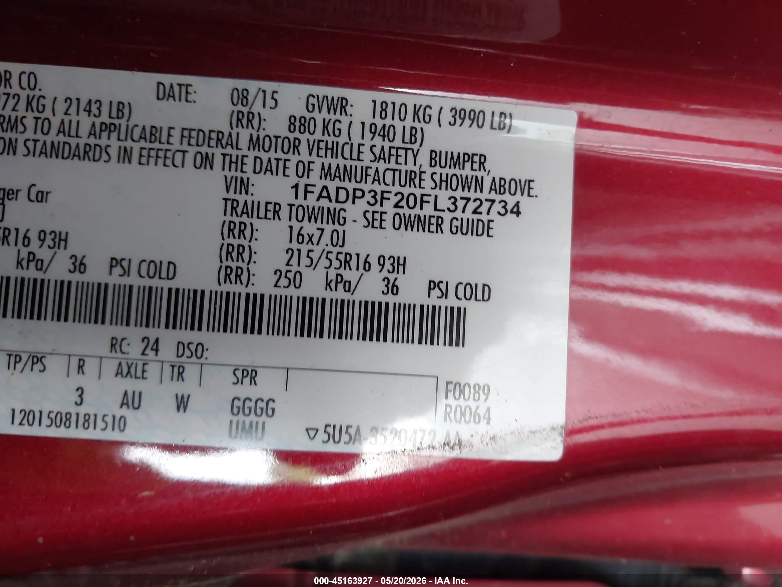 2015 Ford Focus Se Burgundy vin: 1FADP3F20FL372734