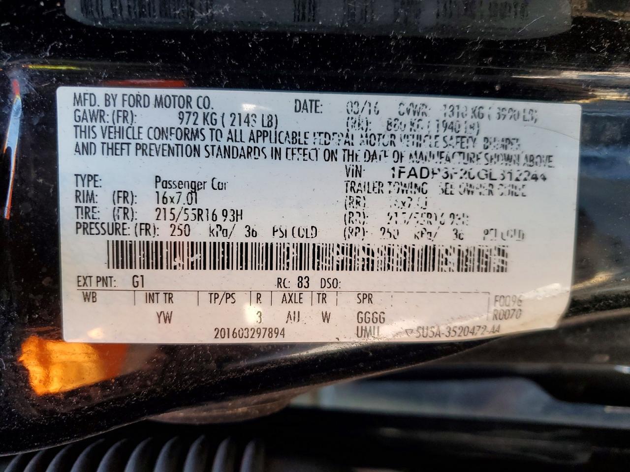 2016 Ford Focus Se Black vin: 1FADP3F20GL312244