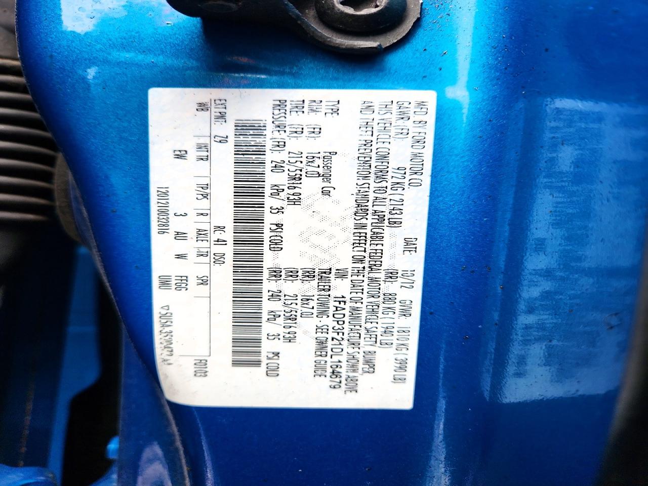 2013 Ford Focus Se Blue vin: 1FADP3F21DL164679