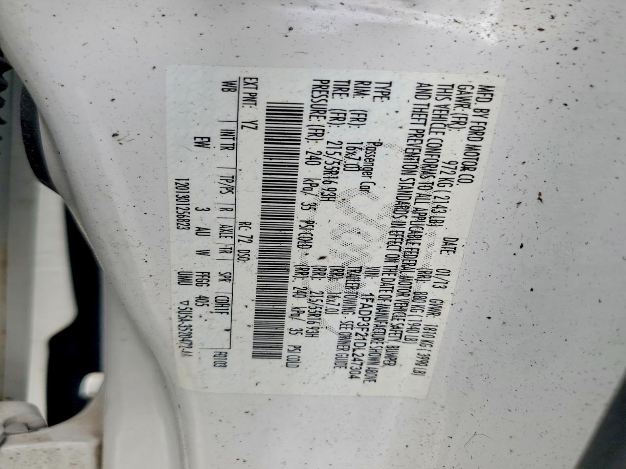 2013 Ford Focus Se White vin: 1FADP3F21DL247304