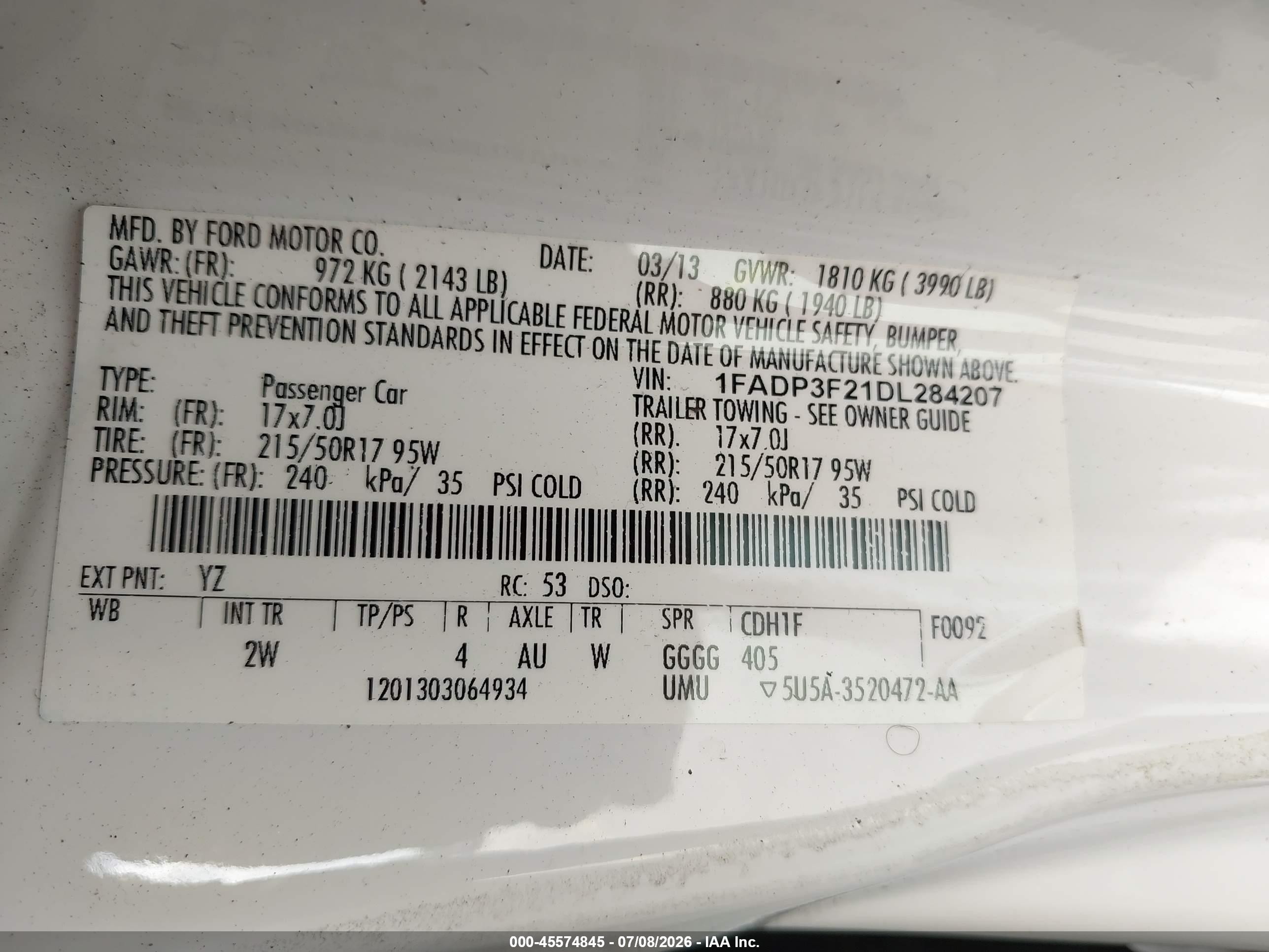 2013 Ford Focus Se White vin: 1FADP3F21DL284207